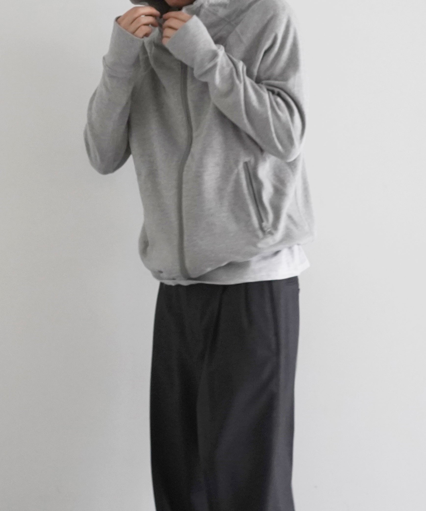 SAN SAN GEAR Sling zip-up hoodie "MELANGE GREY"