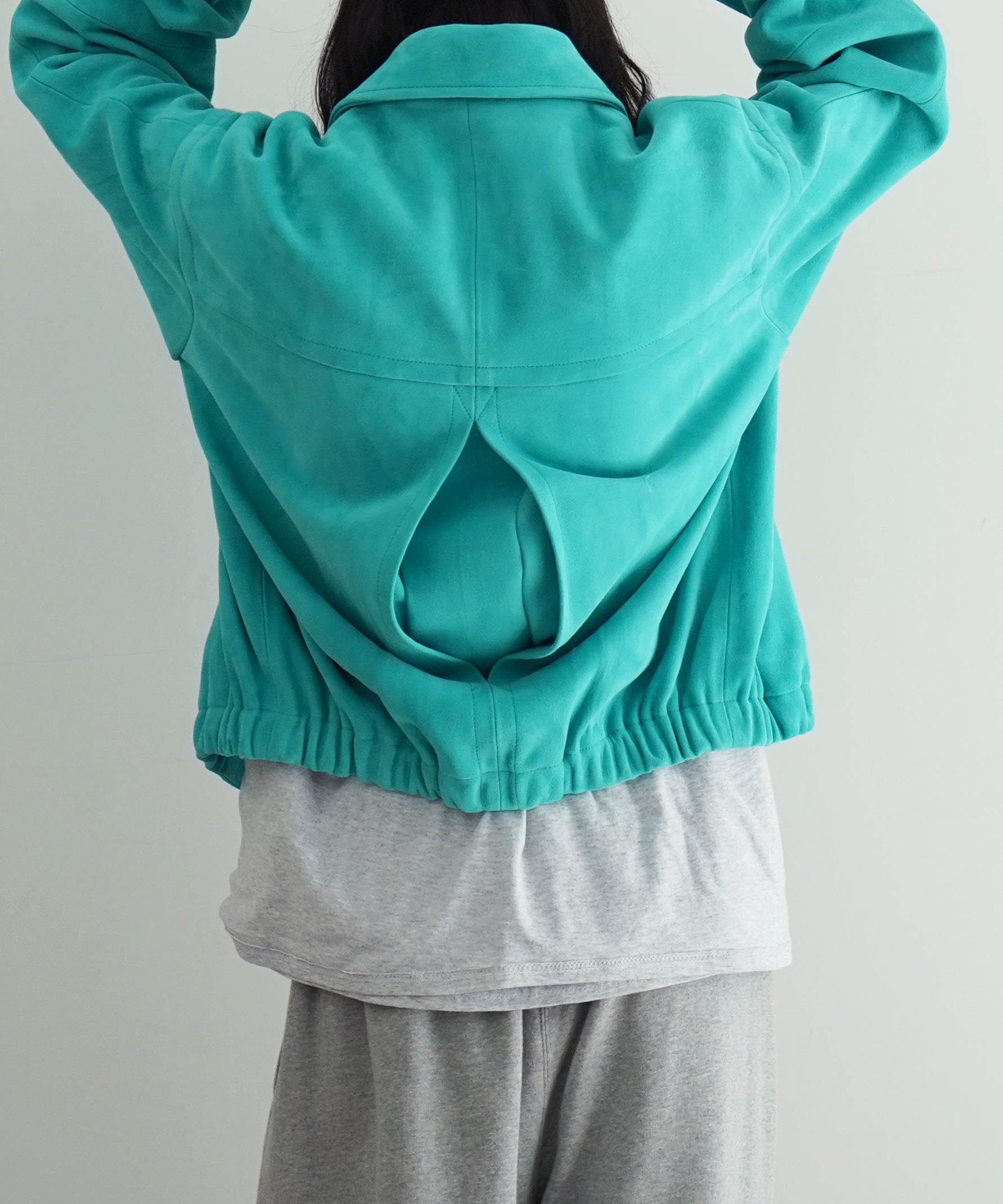 AURALEE LAMB SUEDE ZIP BLOUSON "AQUA BLUE"