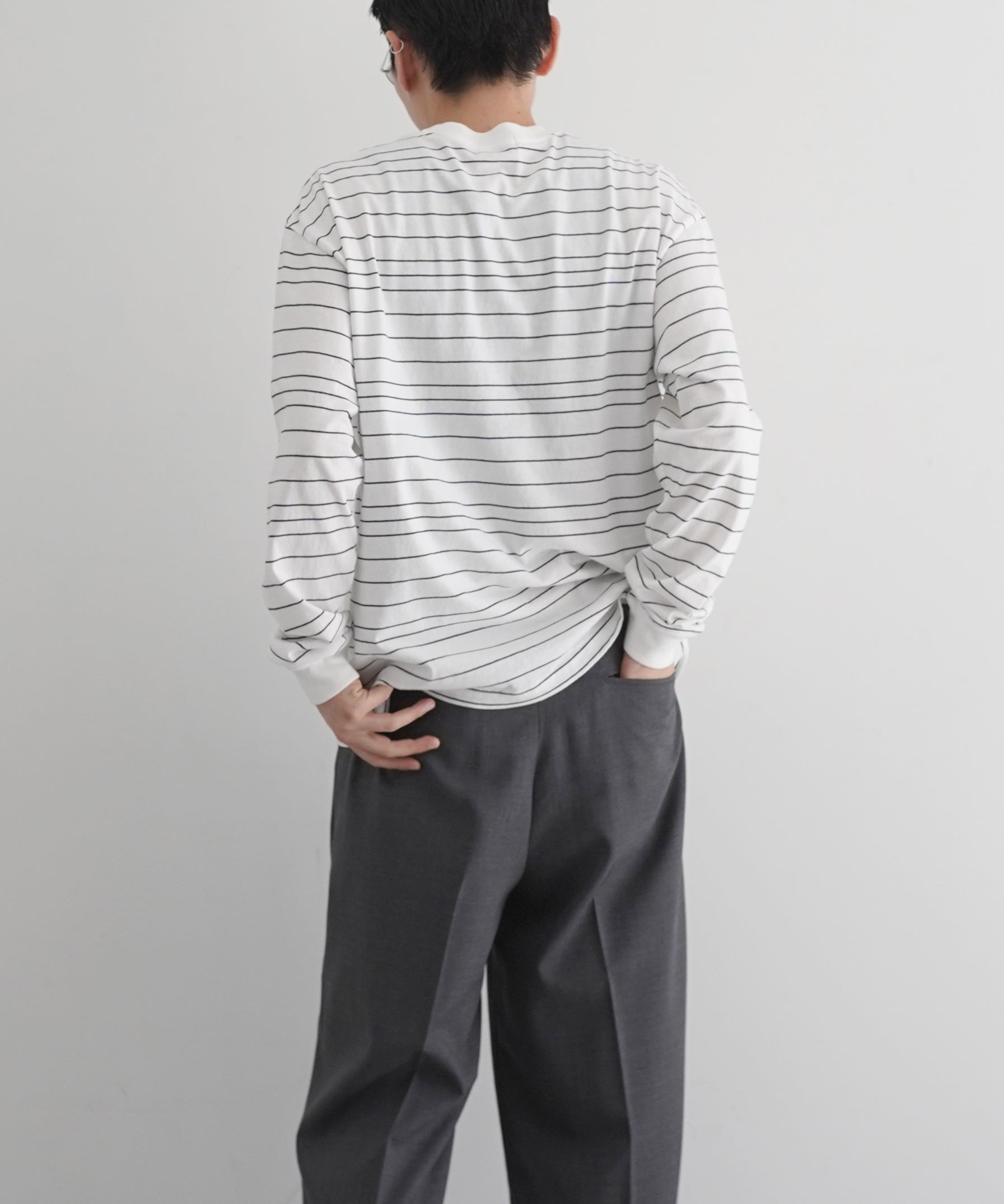 UNUSED Us2544 border long sleeve t-shirt "WHITE"