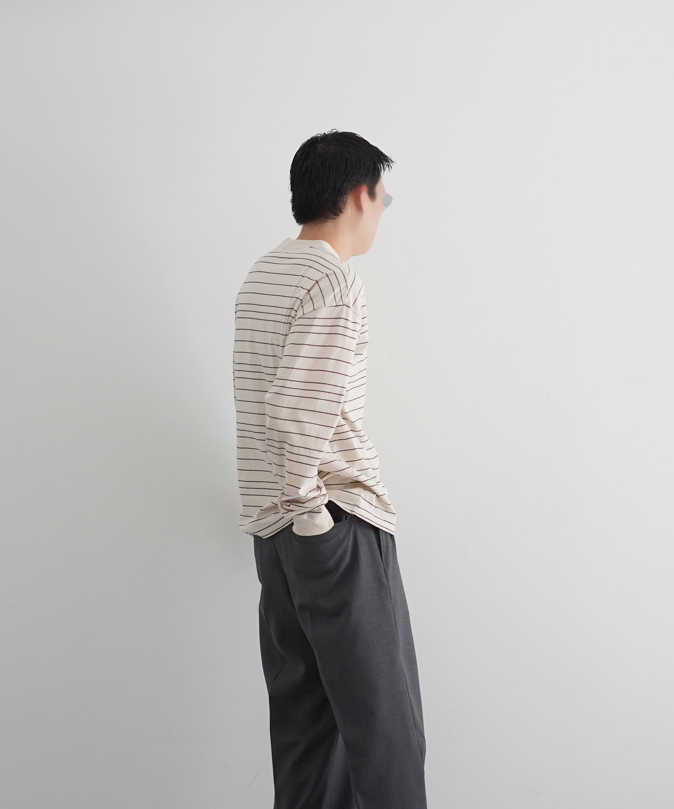 UNUSED Us2544 border long sleeve t-shirt "ECRU"