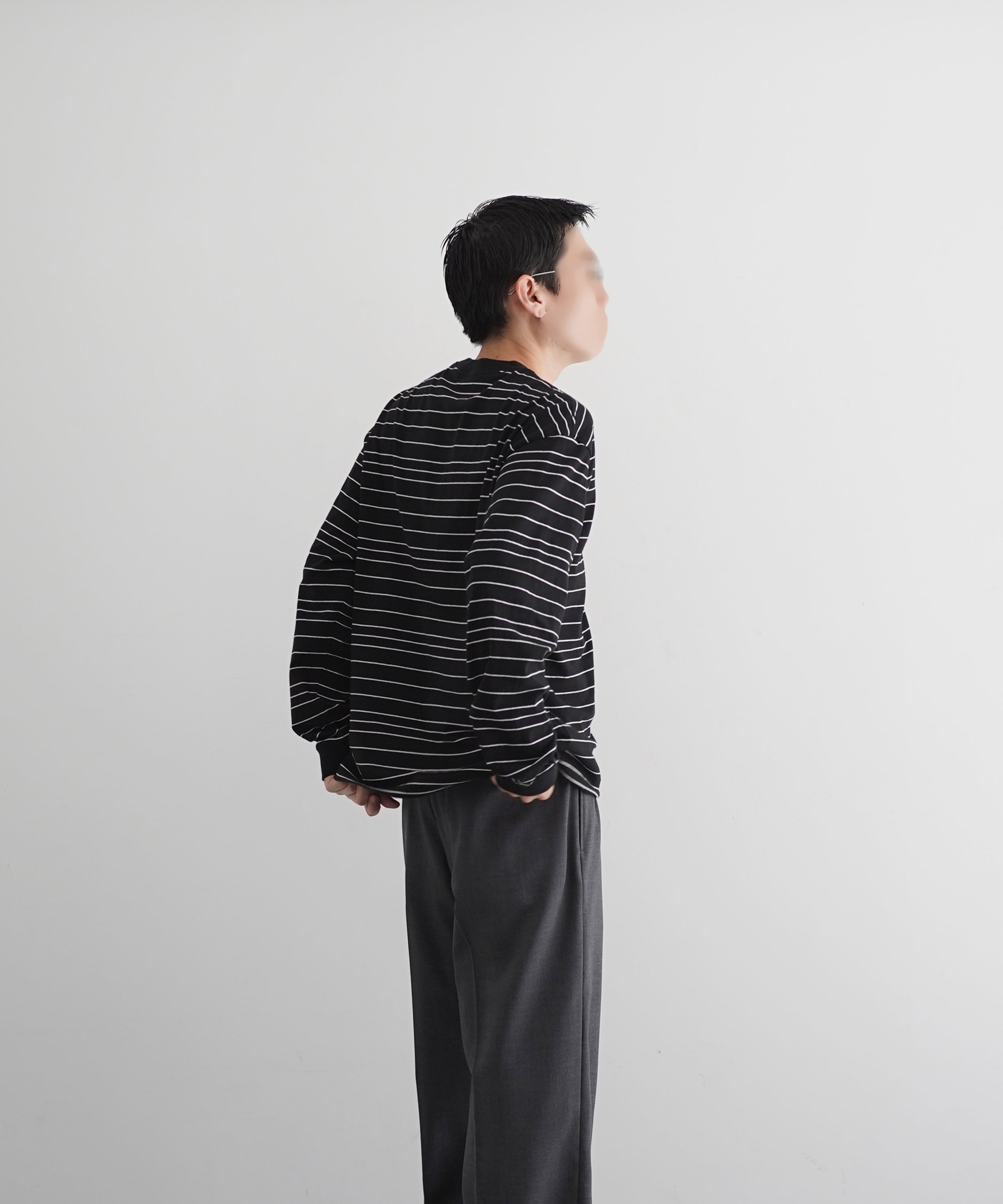 UNUSED Us2544 border long sleeve t-shirt "BLACK"