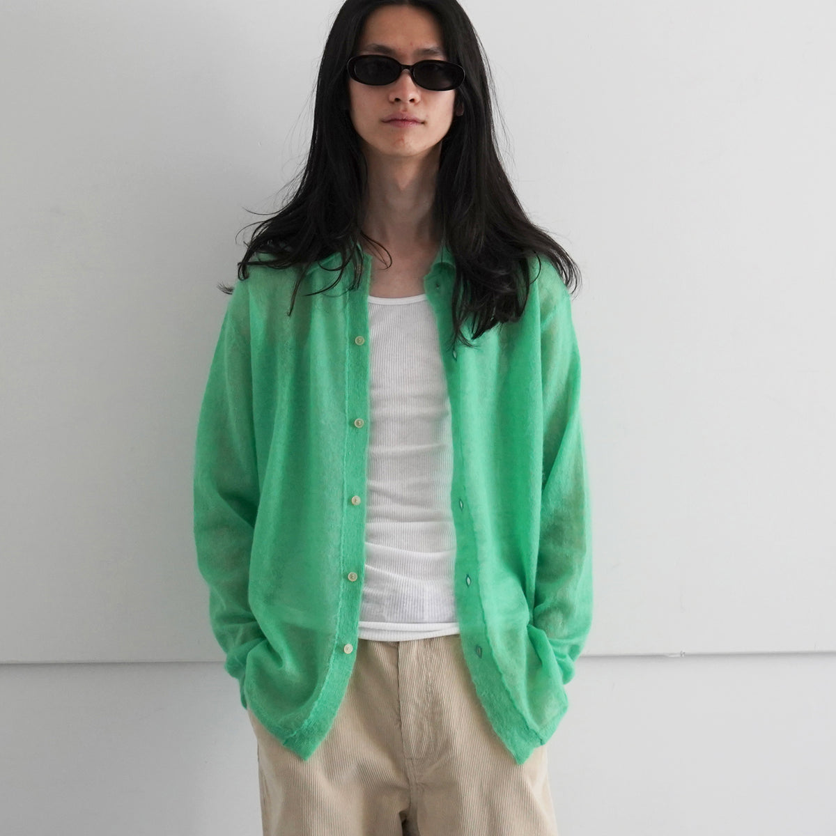 AURALEE【オーラリー】kid mohair sheer knit shirt cardigan 