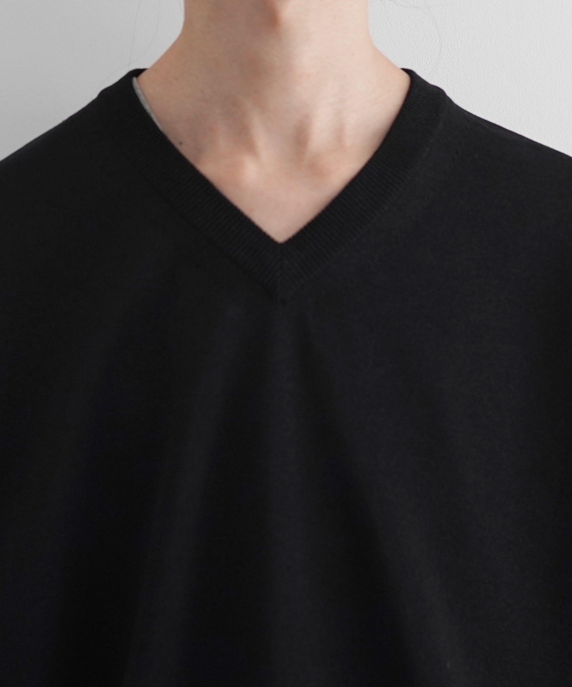 crepuscule Washi v/n knit t-shirt "BLACK"