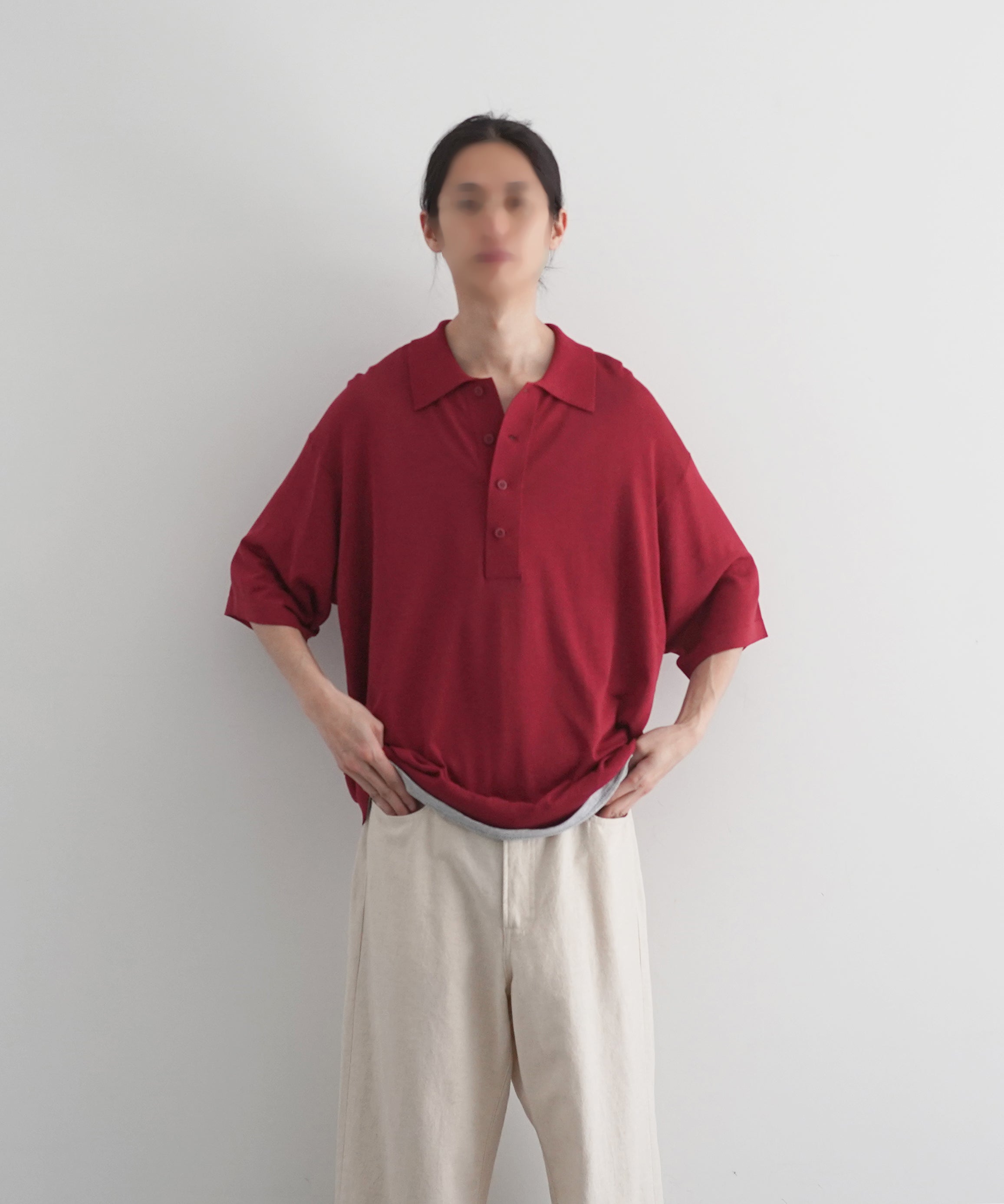 【EXCLUSIVE】crepuscule S/s polo "WINE"