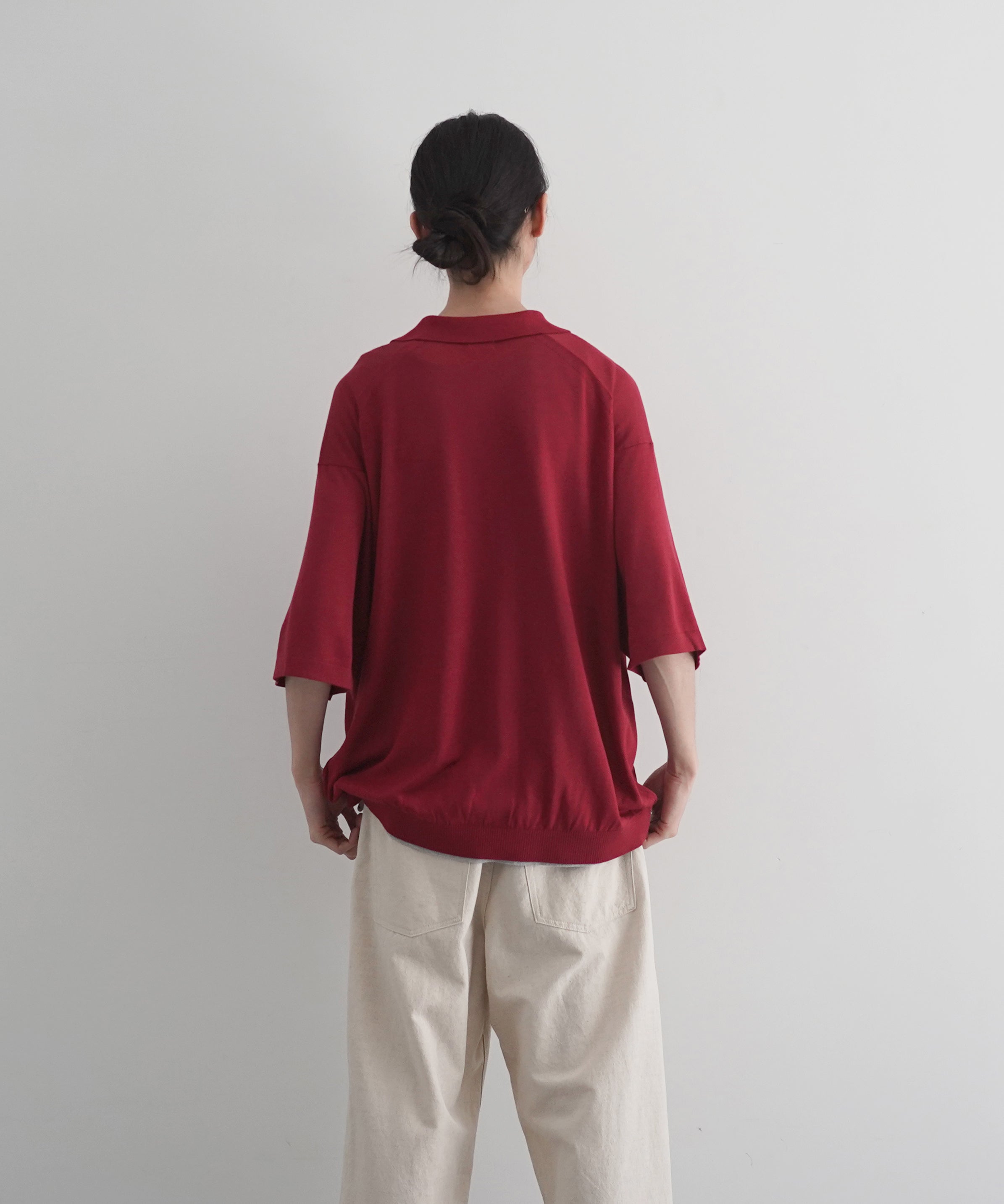 【EXCLUSIVE】crepuscule S/s polo "WINE"