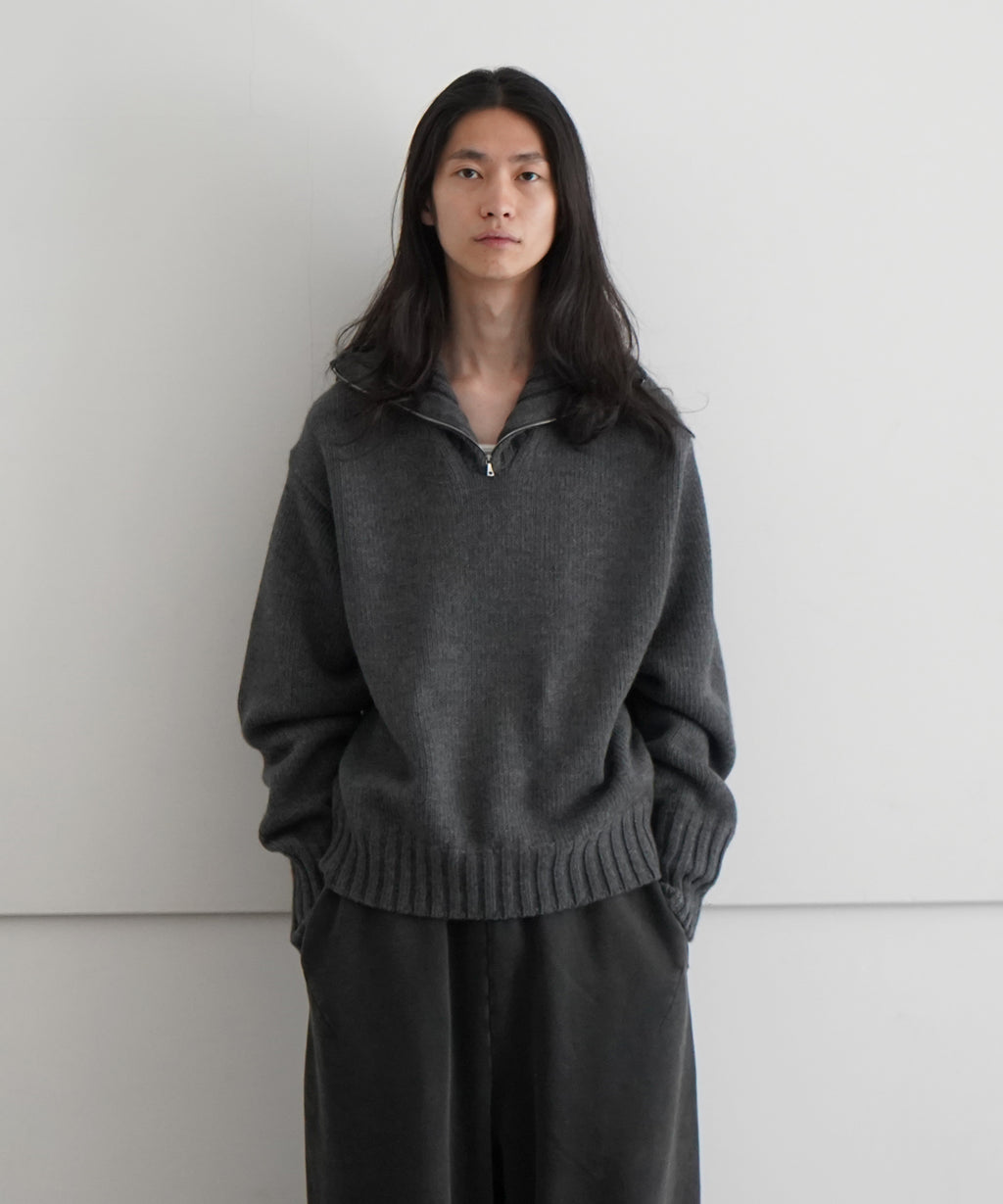 AURALEE【オーラリー】wool soft cord knit half zip p/o 