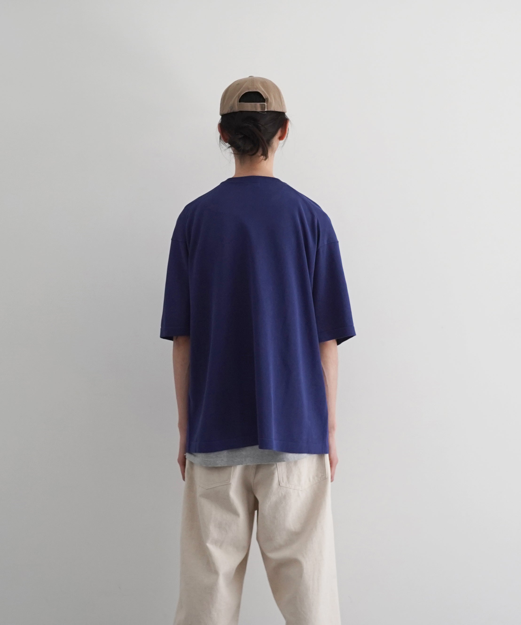 crepuscule Washi v/n knit t-shirt "BLUE"