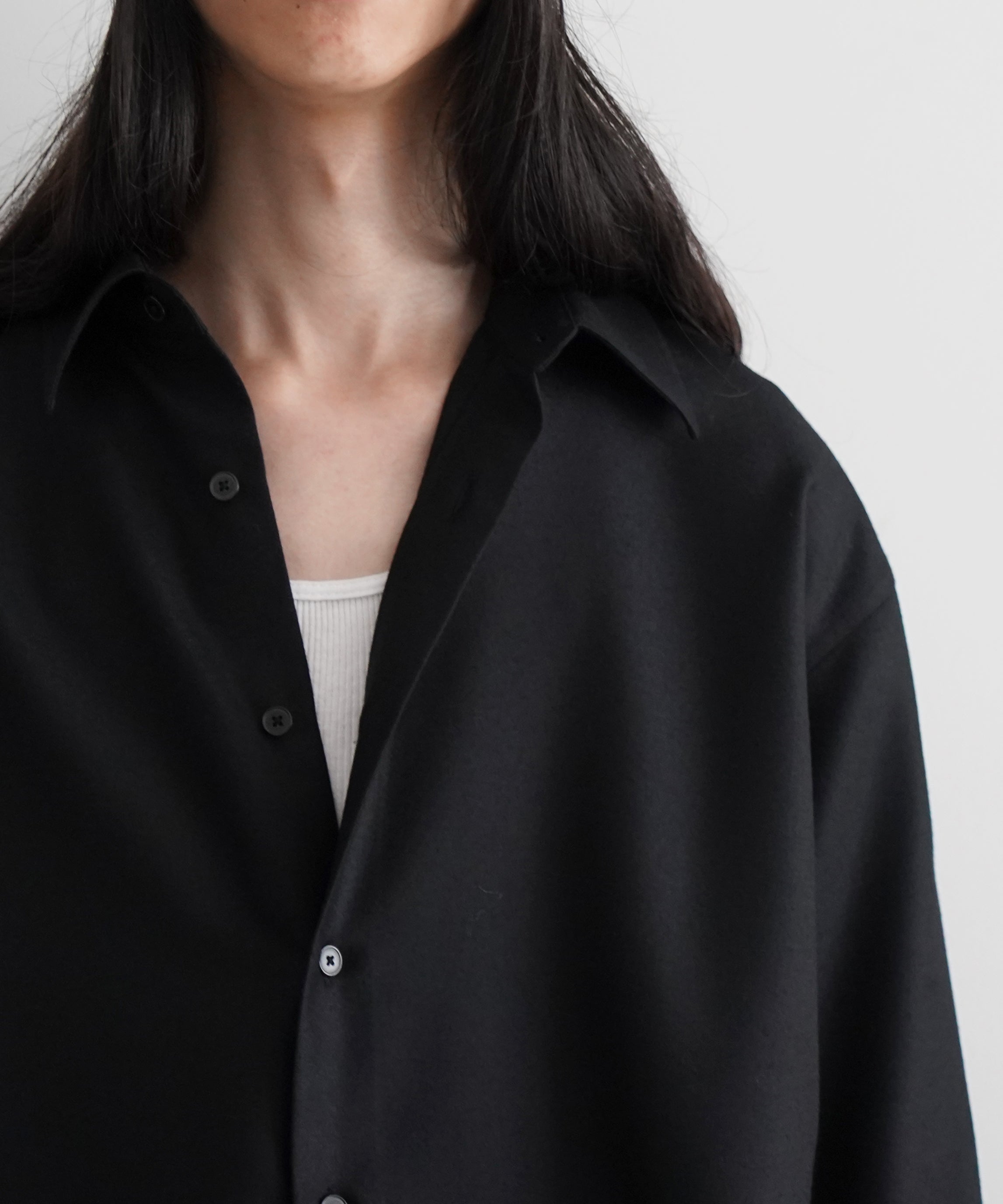 AURALEE SUPER LIGHT WOOL SHIRT "BLACK"