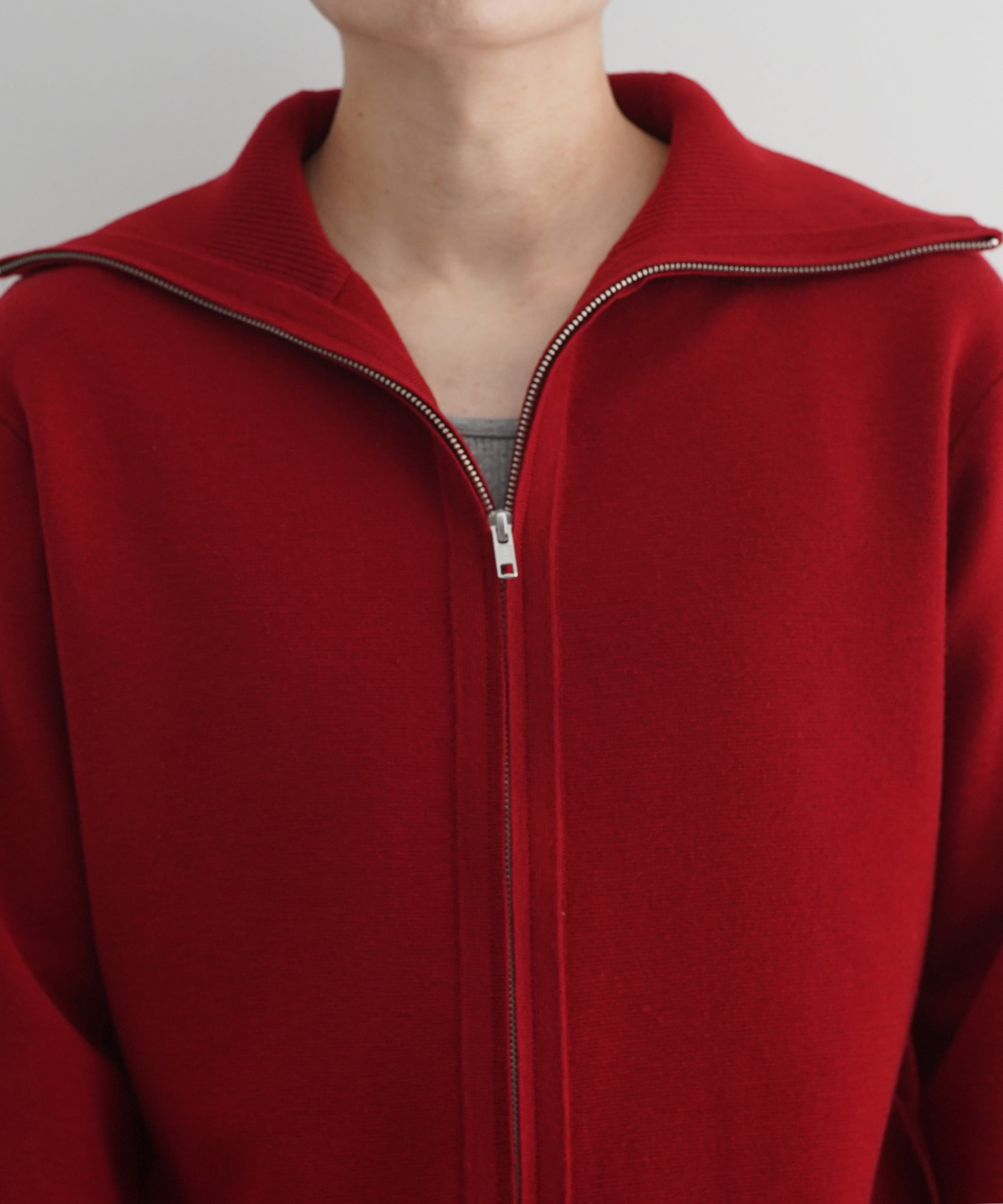 entire studios Knit zip up jacket "CHERRY"