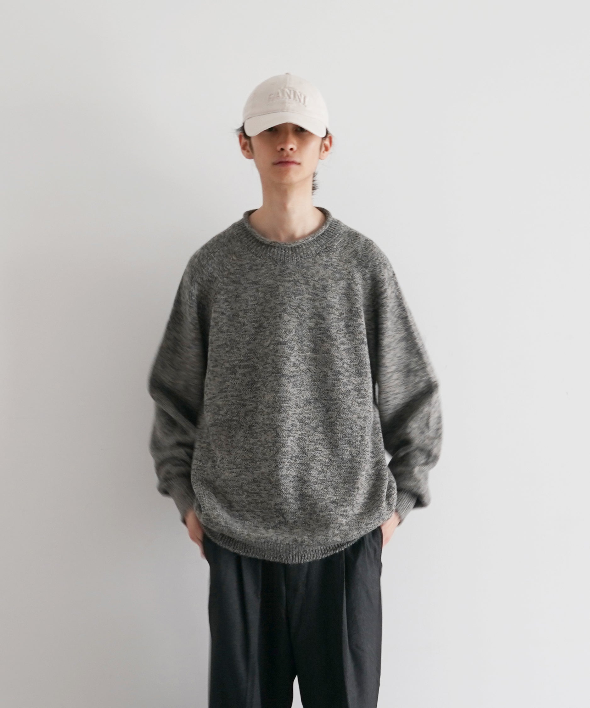 crepuscule W/g alpaca pullover "GRAY"