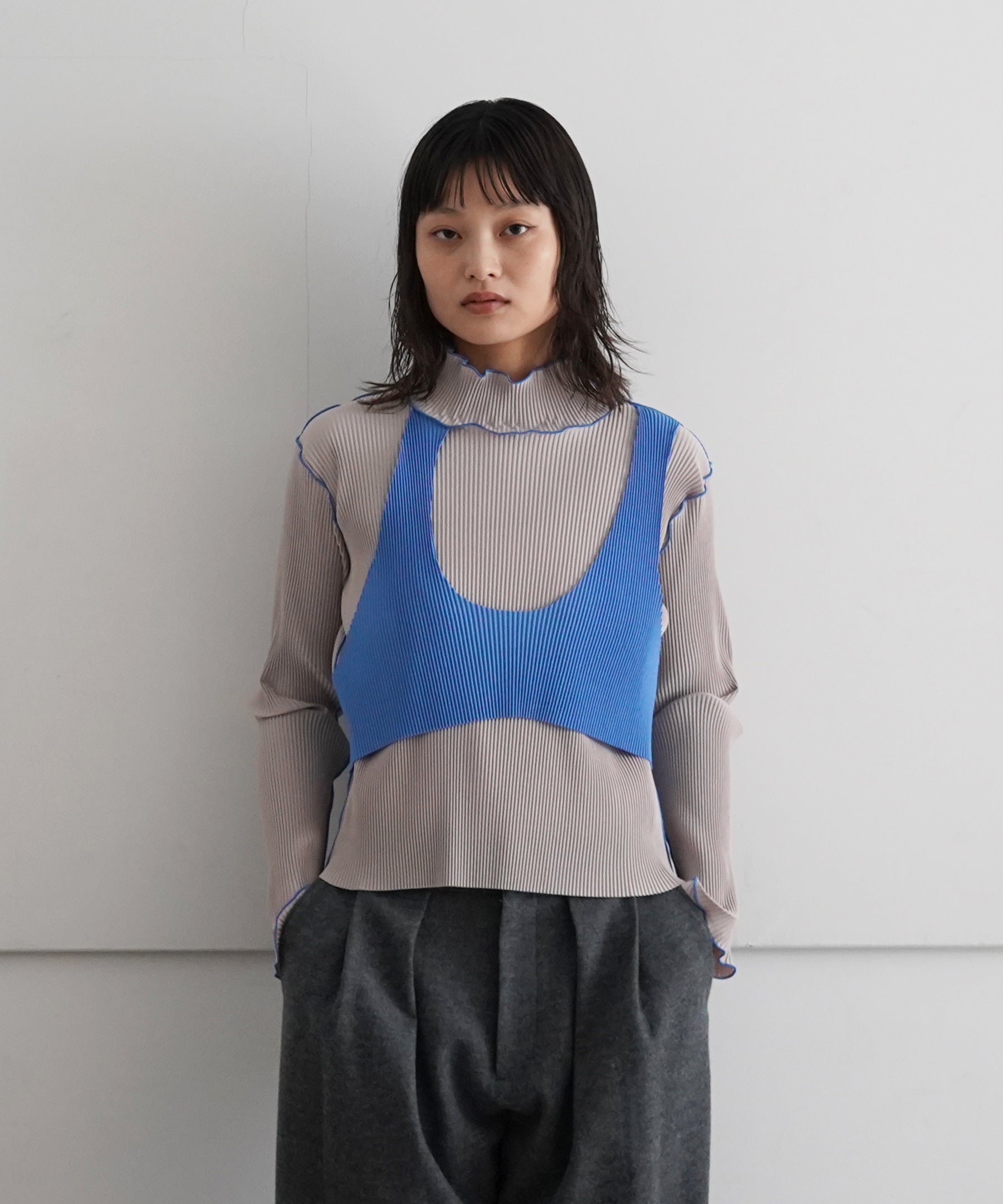 kotohayokozawa LAYERED LONG-SLEEVE TOP "GRAY"