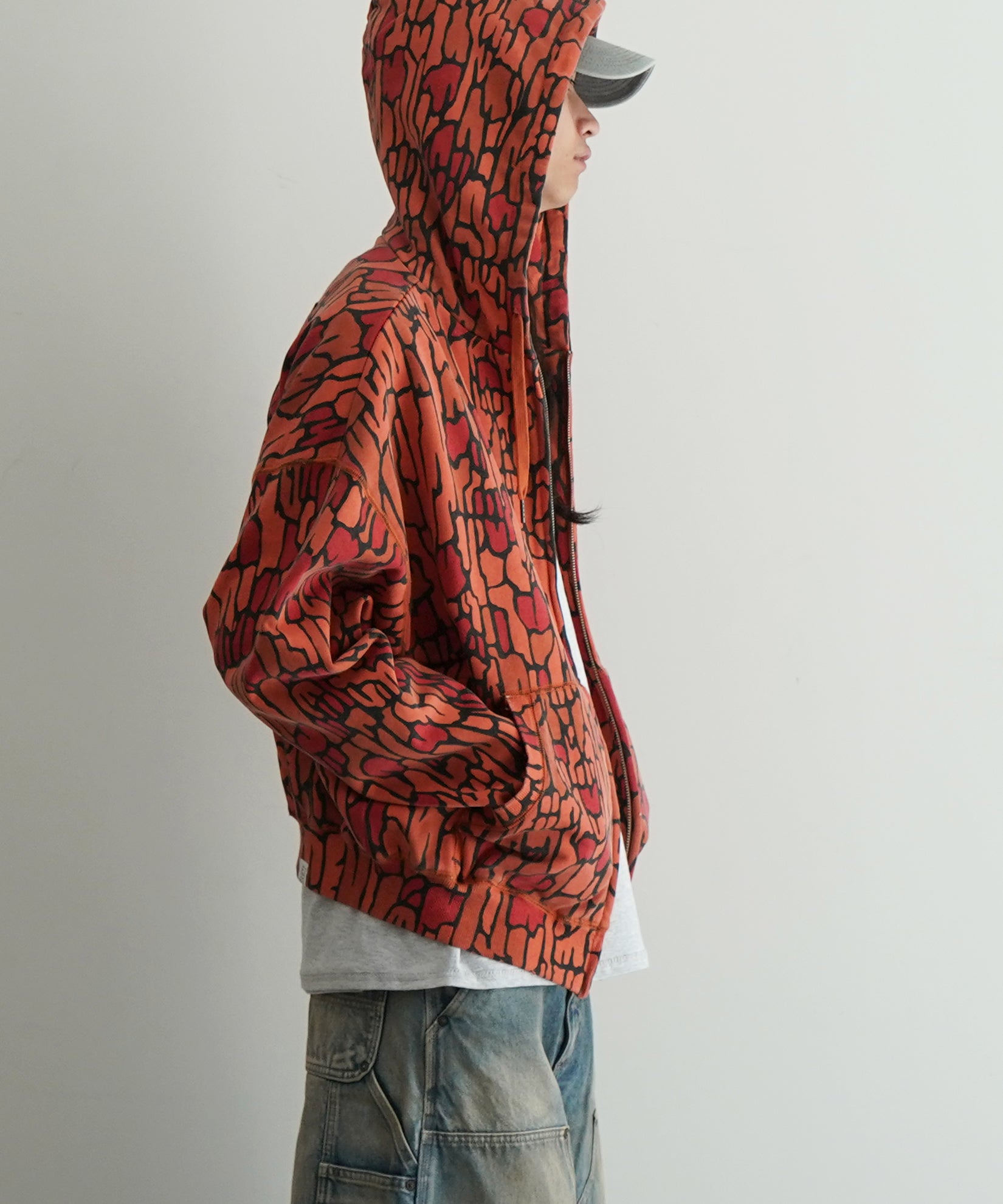 Evisen Skateboardsゑ DOKURO CAMO ZIP HOODIE "ORANGE"