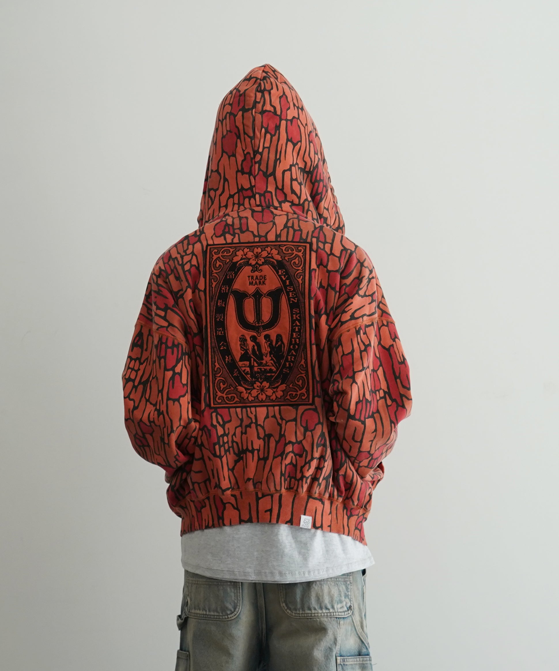 Evisen Skateboardsゑ DOKURO CAMO ZIP HOODIE "ORANGE"