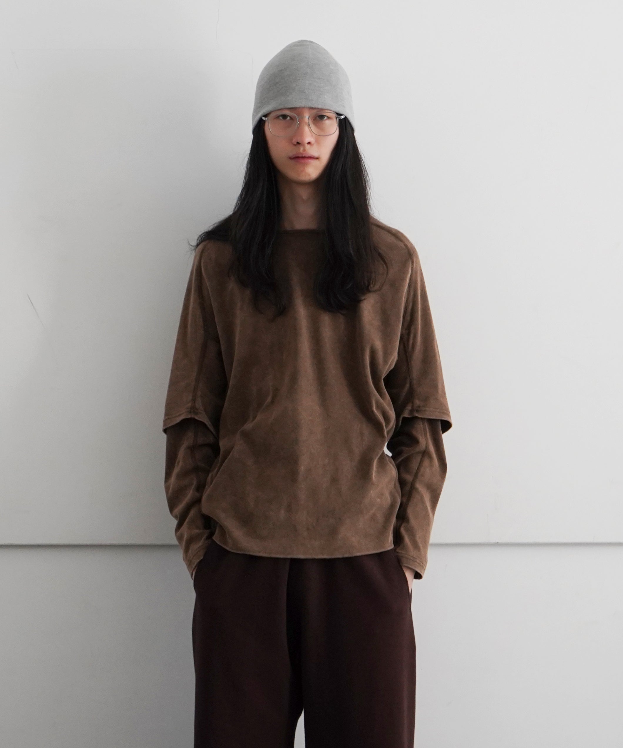 【EXCLUSIVE】OPPOSE DUALITY Layerd Sleeve T-shirts "BROWN"