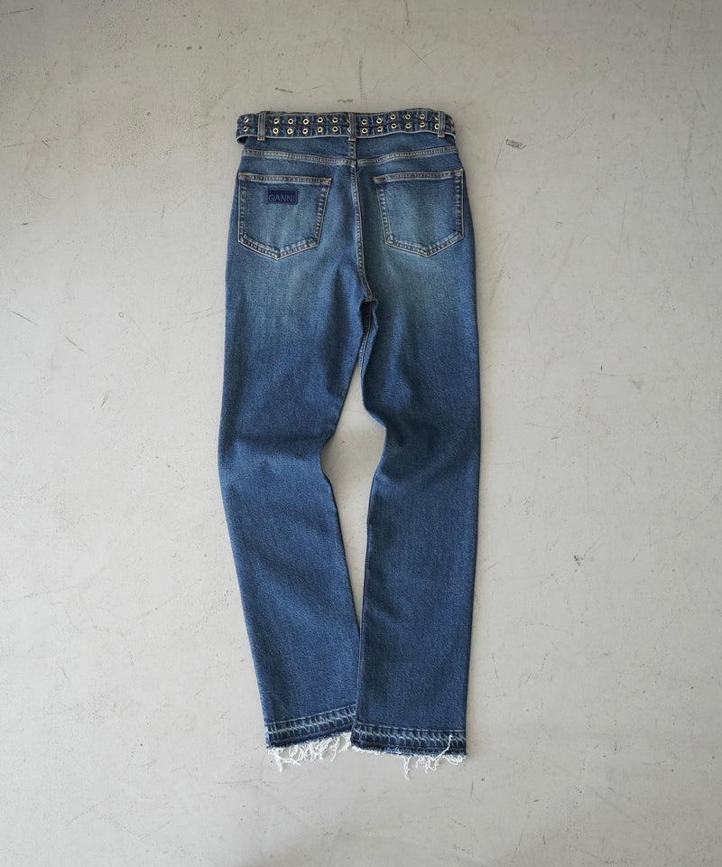 GANNI Stretch future denim carri belt "MBLUEVINTG"