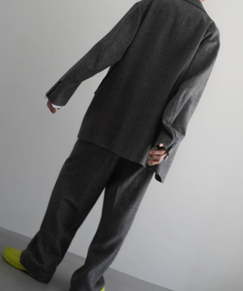 URU Silk napped tweed - 2 tuck pants "D.GRAY"