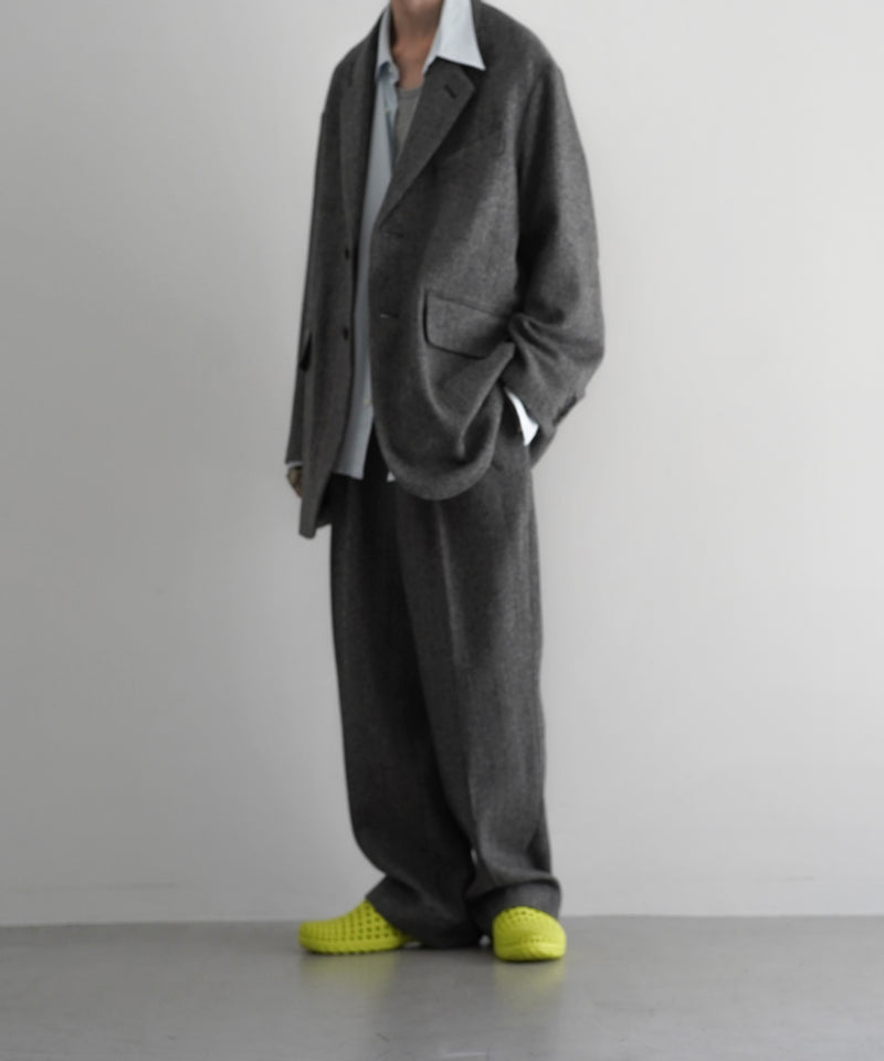 URU Silk napped tweed - 2 tuck pants "D.GRAY"