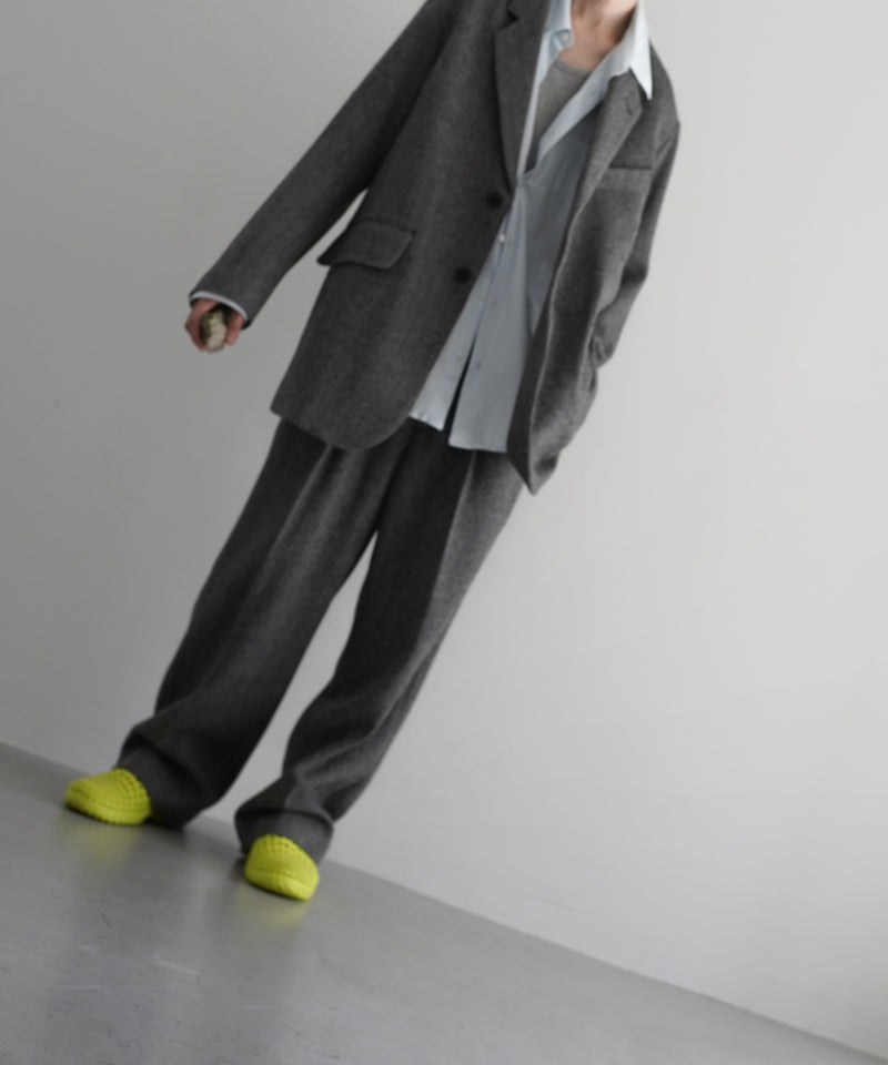 URU Silk napped tweed - 2 tuck pants "D.BROWN"