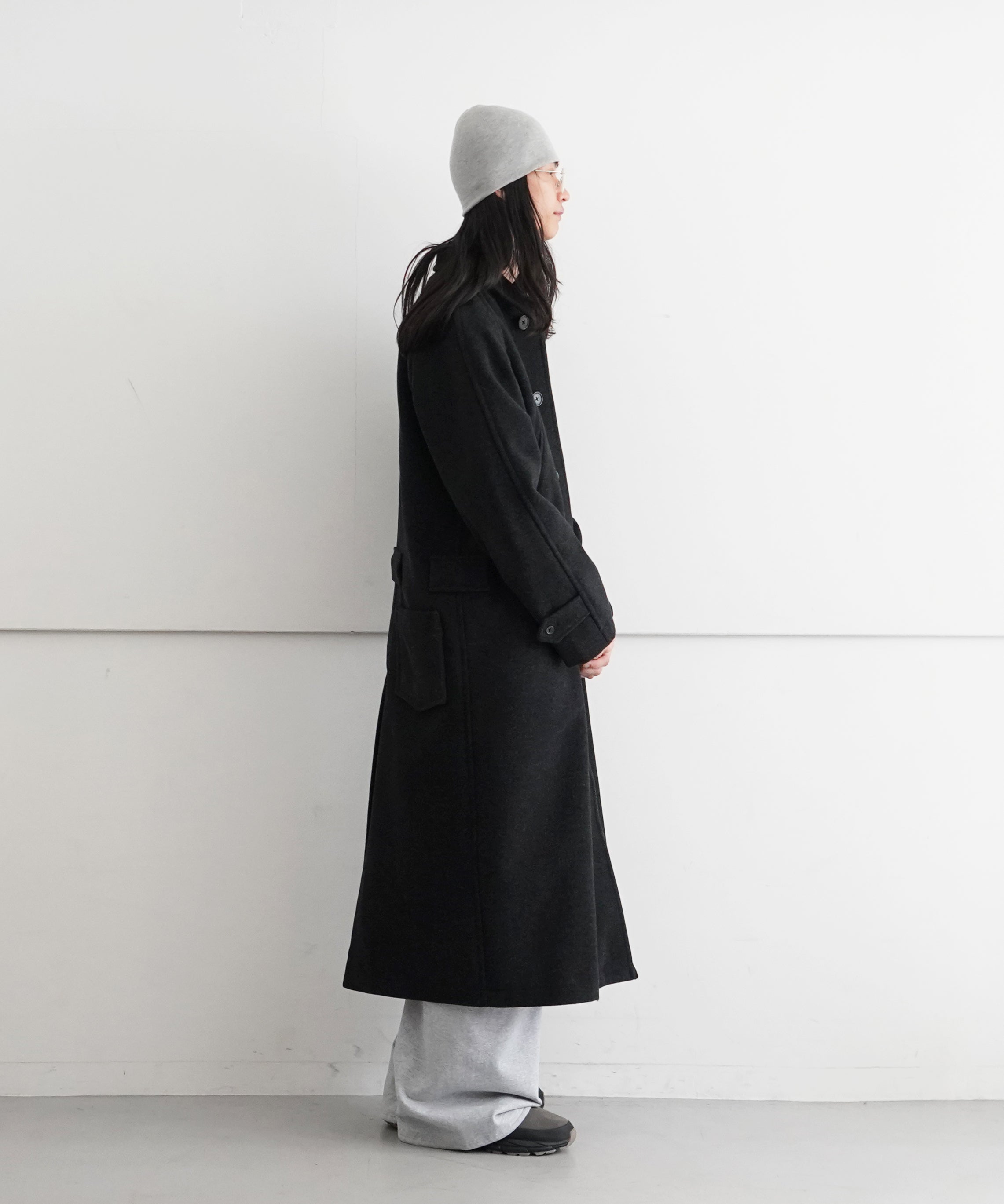 ABELIA EDOWARD GOUCHA BB COAT Terry Pile Wool "BLACK"