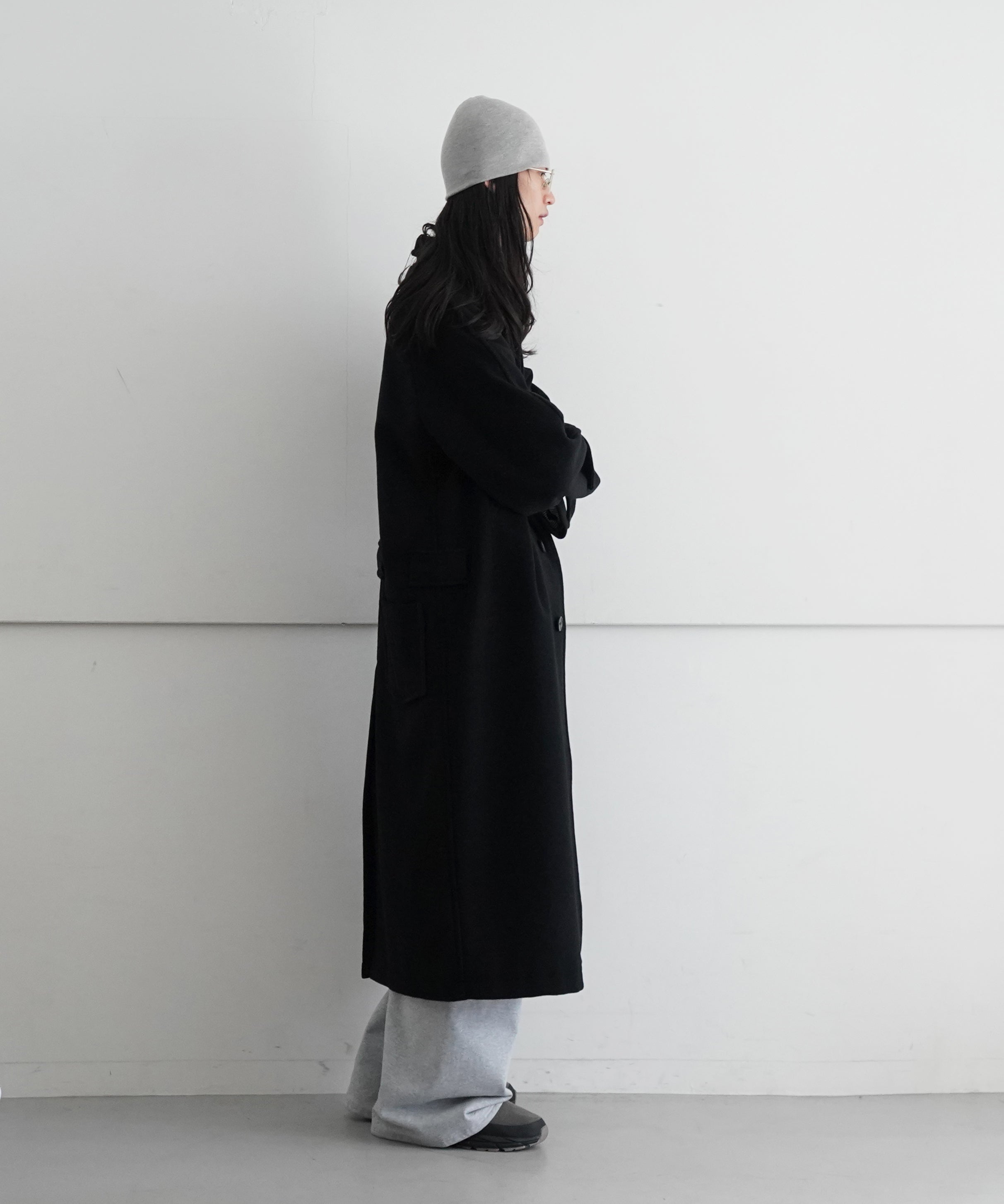 ABELIA EDOWARD GOUCHA BB COAT Terry Pile Wool "BLACK・BLACK"