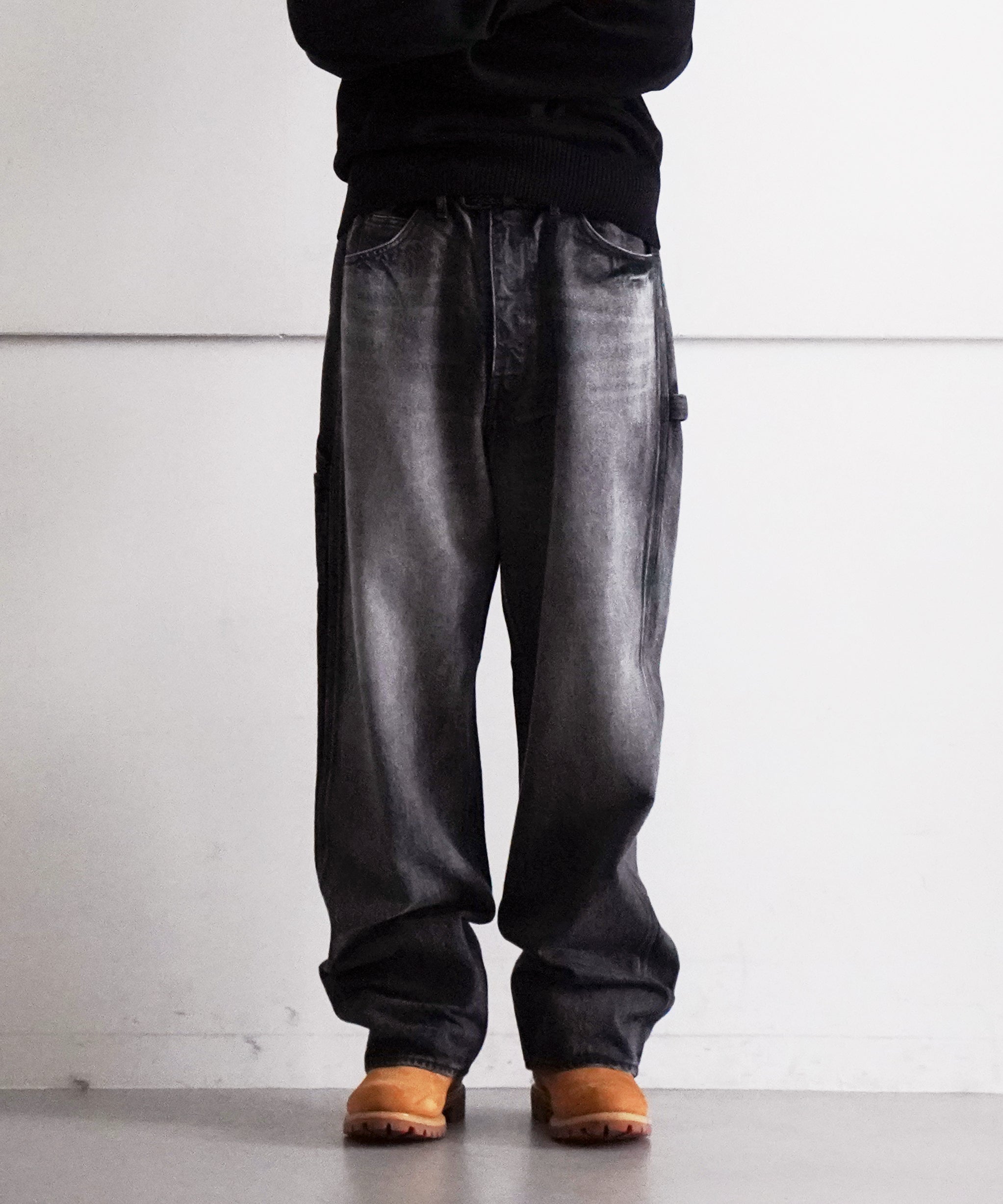 AURALEE SELVEDGE FADED HEAVY DENIM PAINTER PANTS "FADED INDIGO"