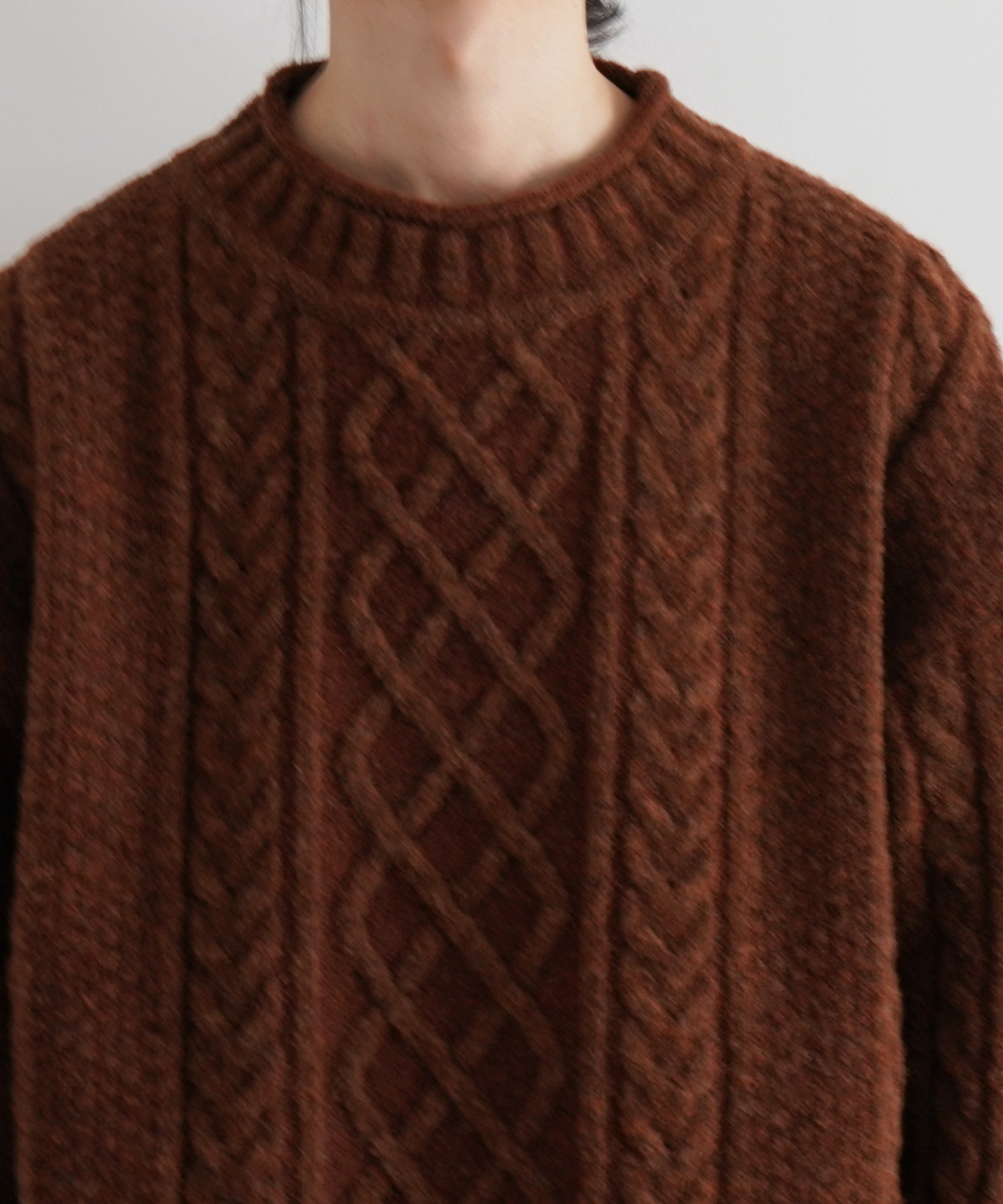 ROMANCE KNIT ブラウン reverve【リバーブ】Cable jaquard knit 