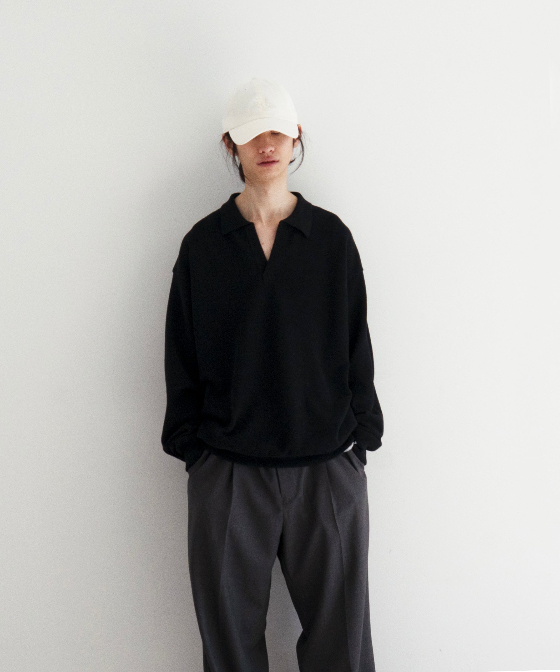 crepuscule Co/wo moss stitch skipper "BLACK"