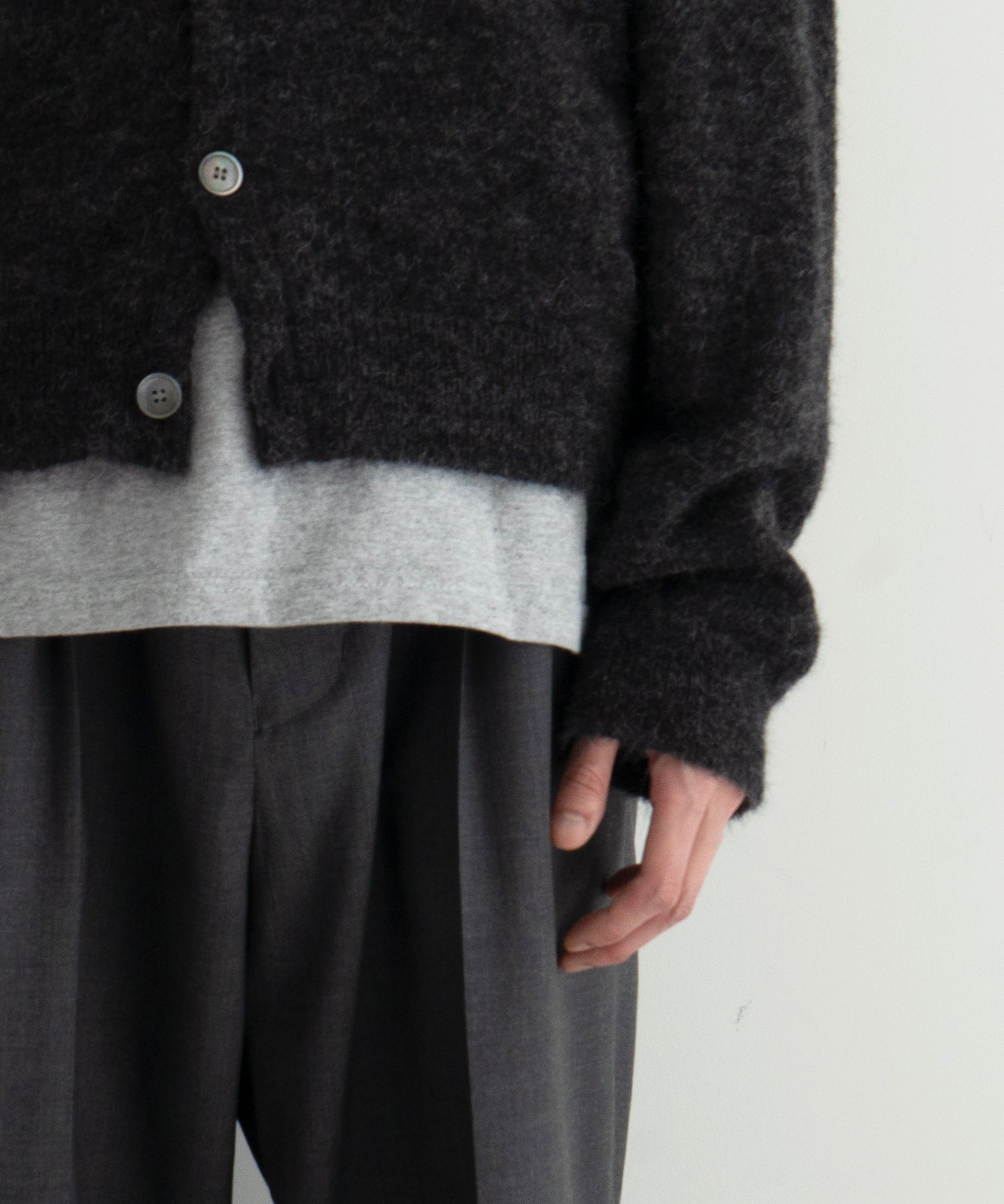 OUR LEGACY Evening polo "CHARCOAL MELANGE FUZZY ALPACA"