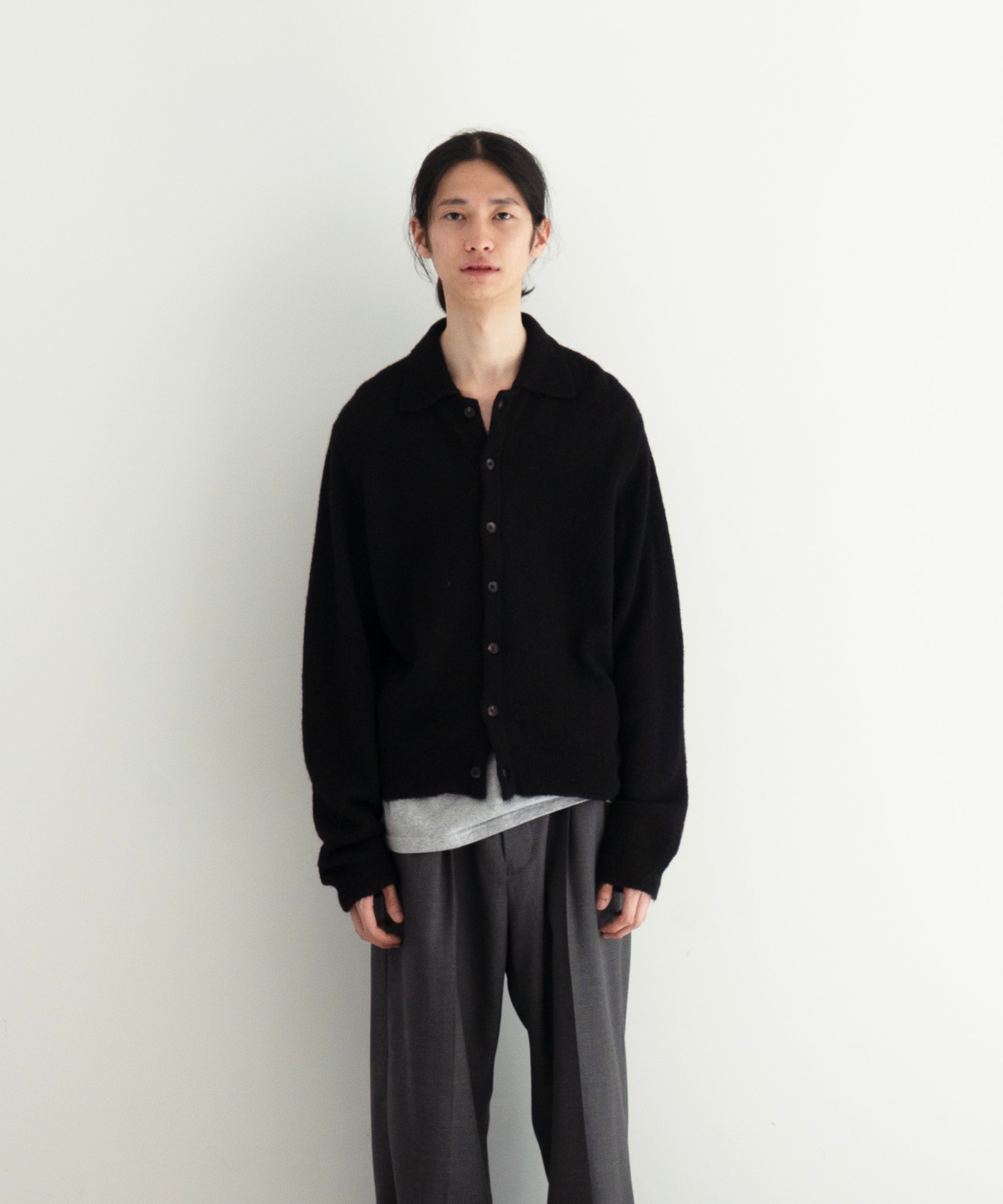 OUR LEGACY Evening polo "BLACK FUZZY ALPACA"