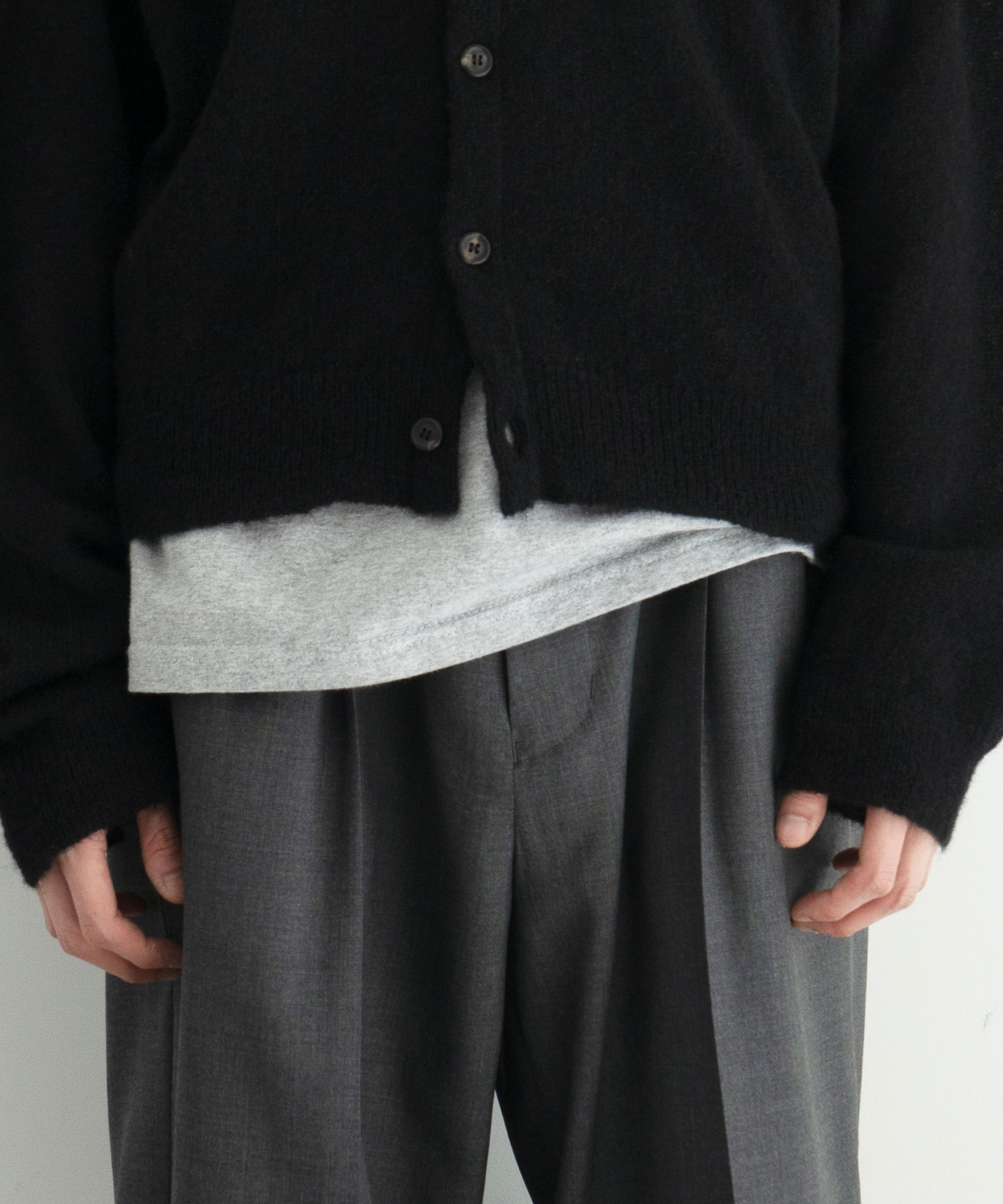 OUR LEGACY Evening polo "BLACK FUZZY ALPACA"