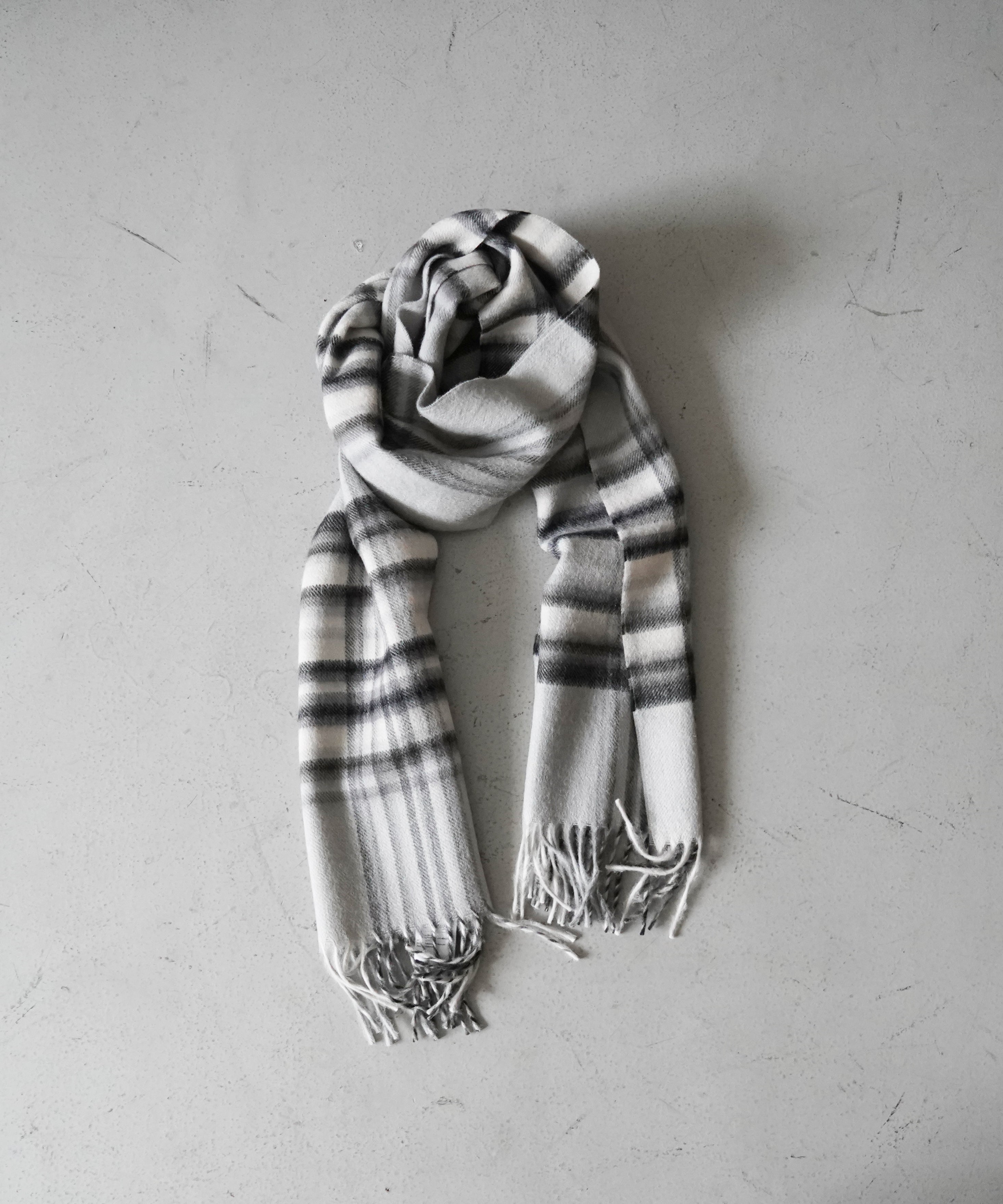 THE INOUE BROTHERS Brushed Scarf "CHECKED BLACK"