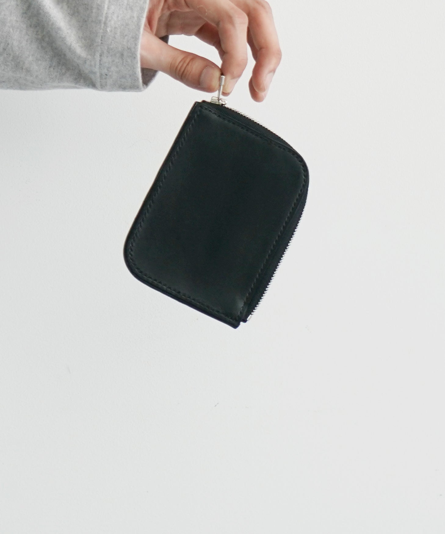 ED ROBERT JUDSON Box stitch l-zip purse "BLACK"
