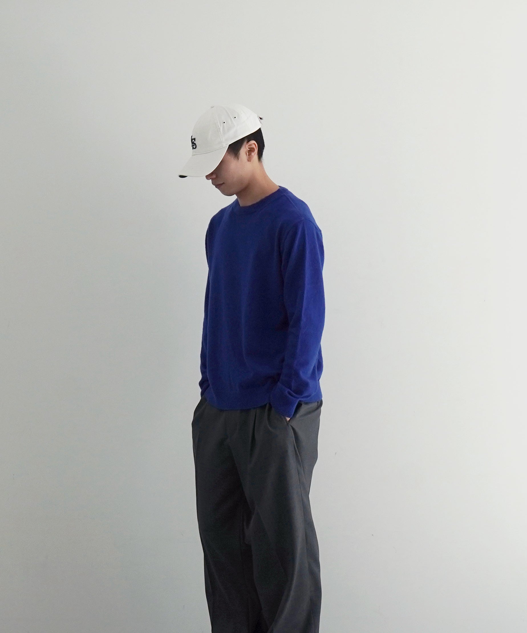 AURALEE Brushed cashmere cotton knit p/o "ROYAL BLUE"