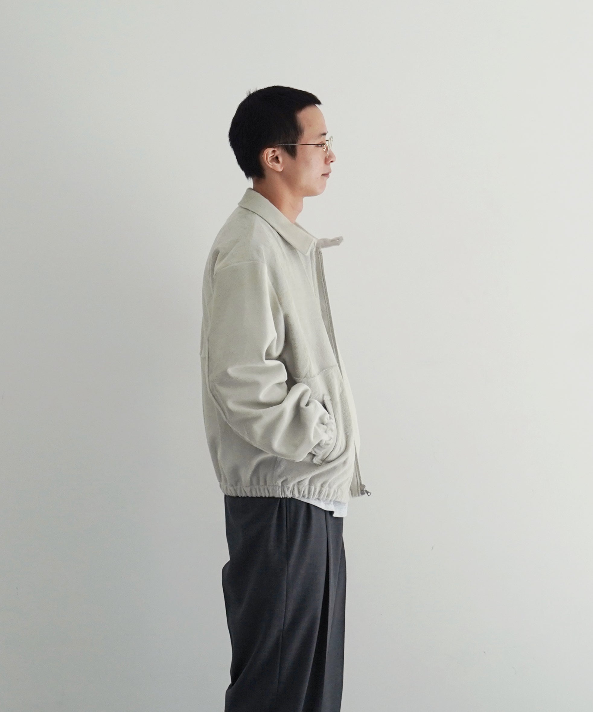 AURALEE Calf hair zip blouson "IVORY WHITE"