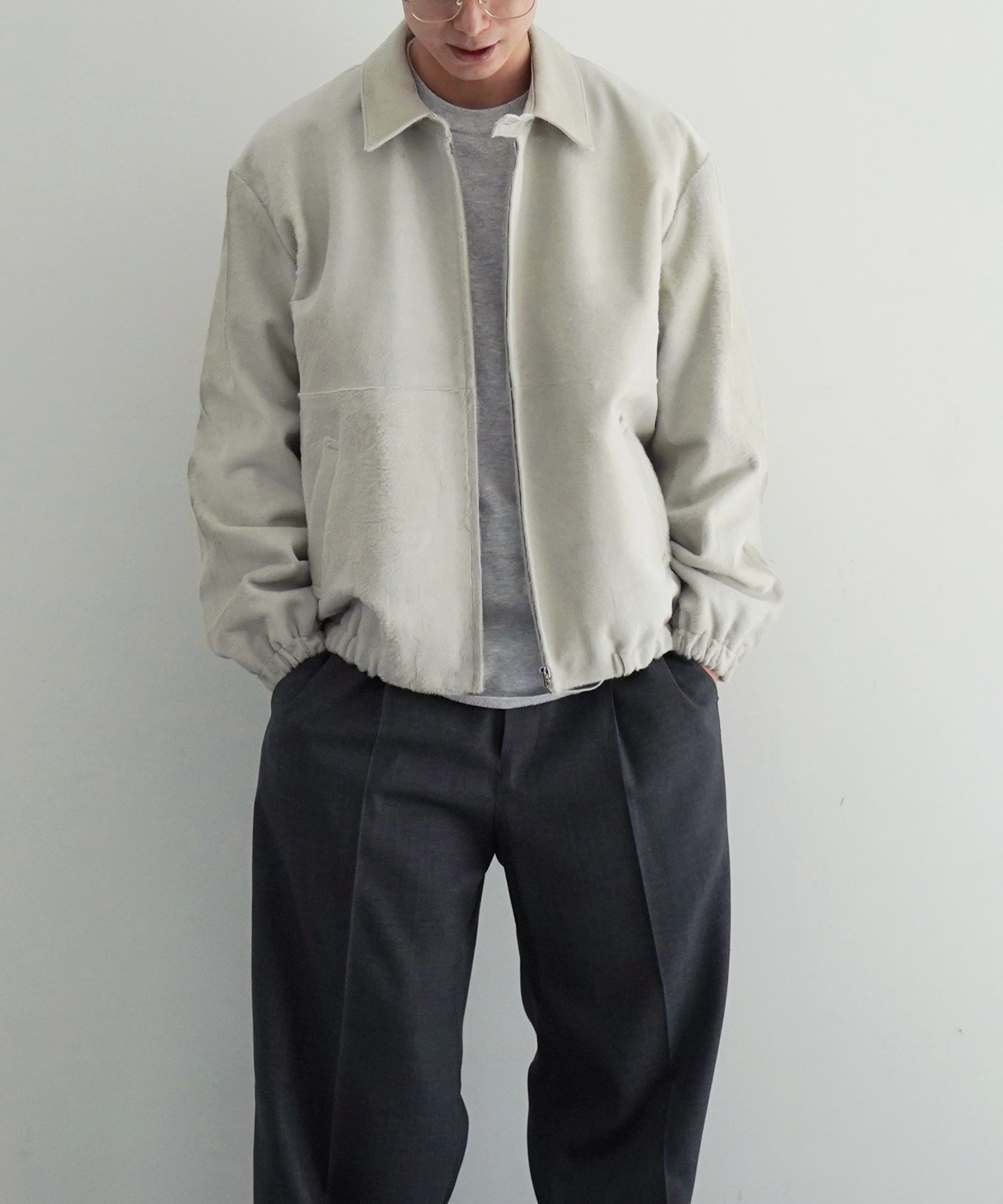 AURALEE Calf hair zip blouson "IVORY WHITE"