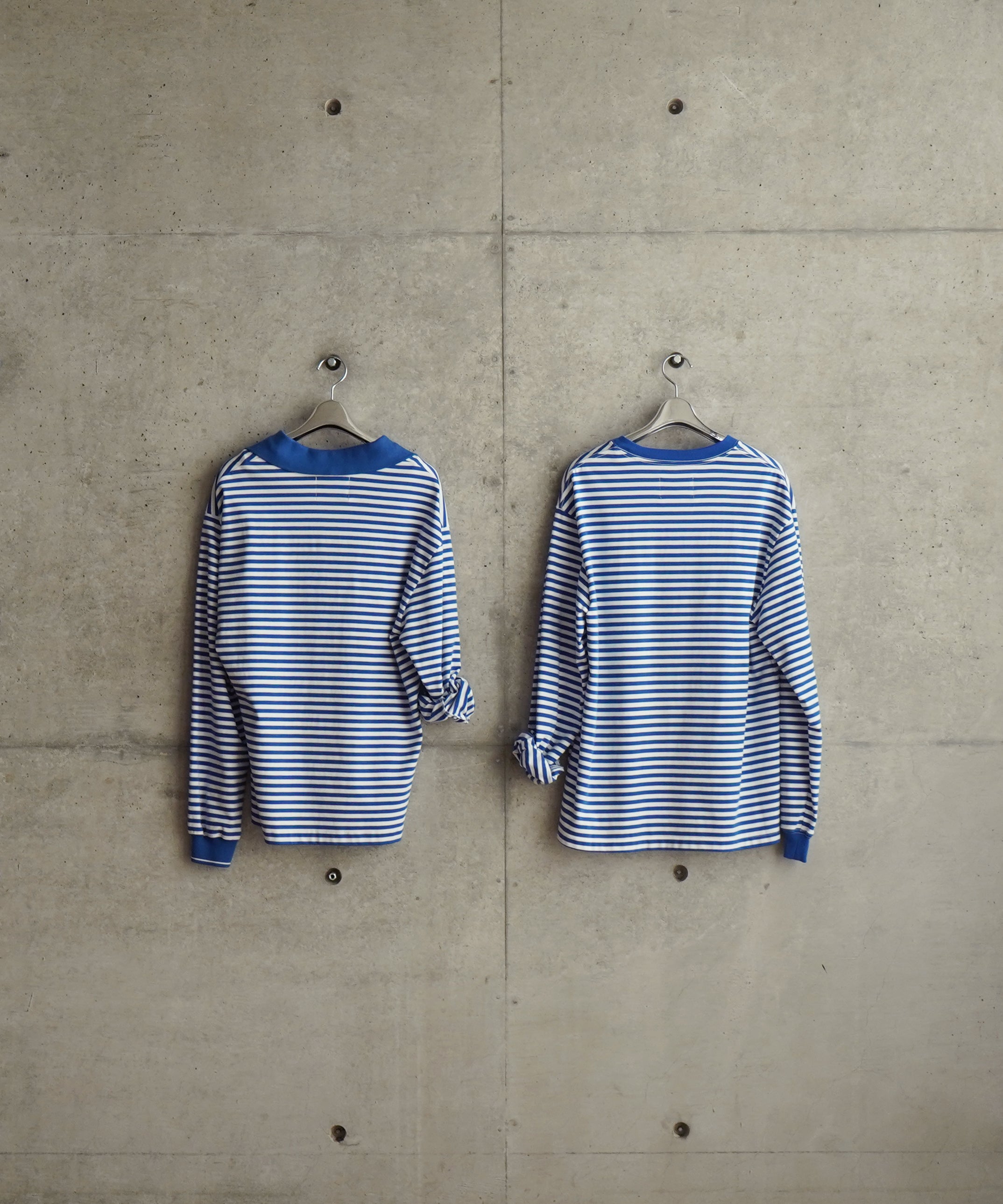 KAIKO Long sleeve border polo shirt "BLUE"