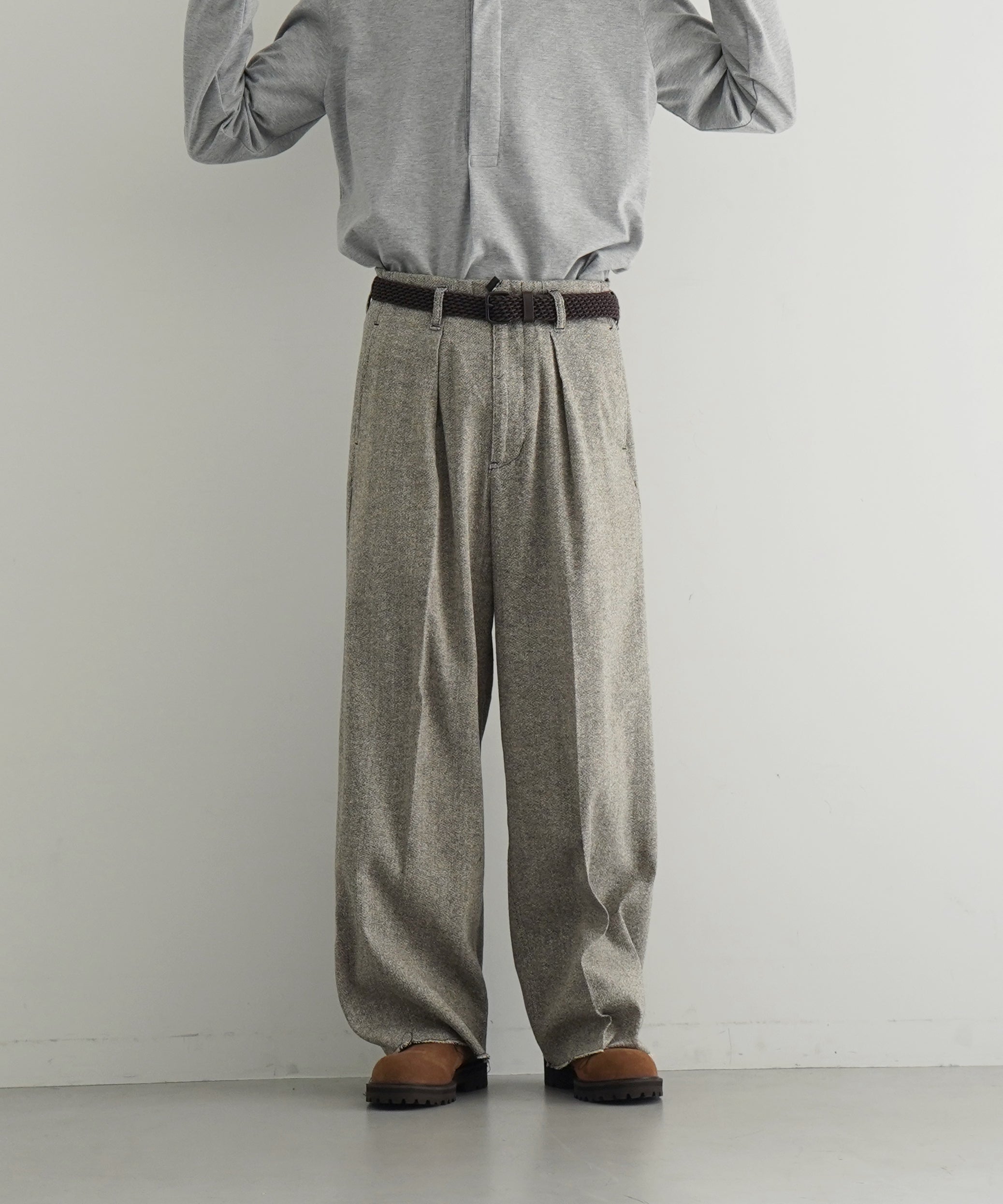 saby Tuck-baggy type 3 - bishu japan silk linen fab -  "OFF×BLACK"