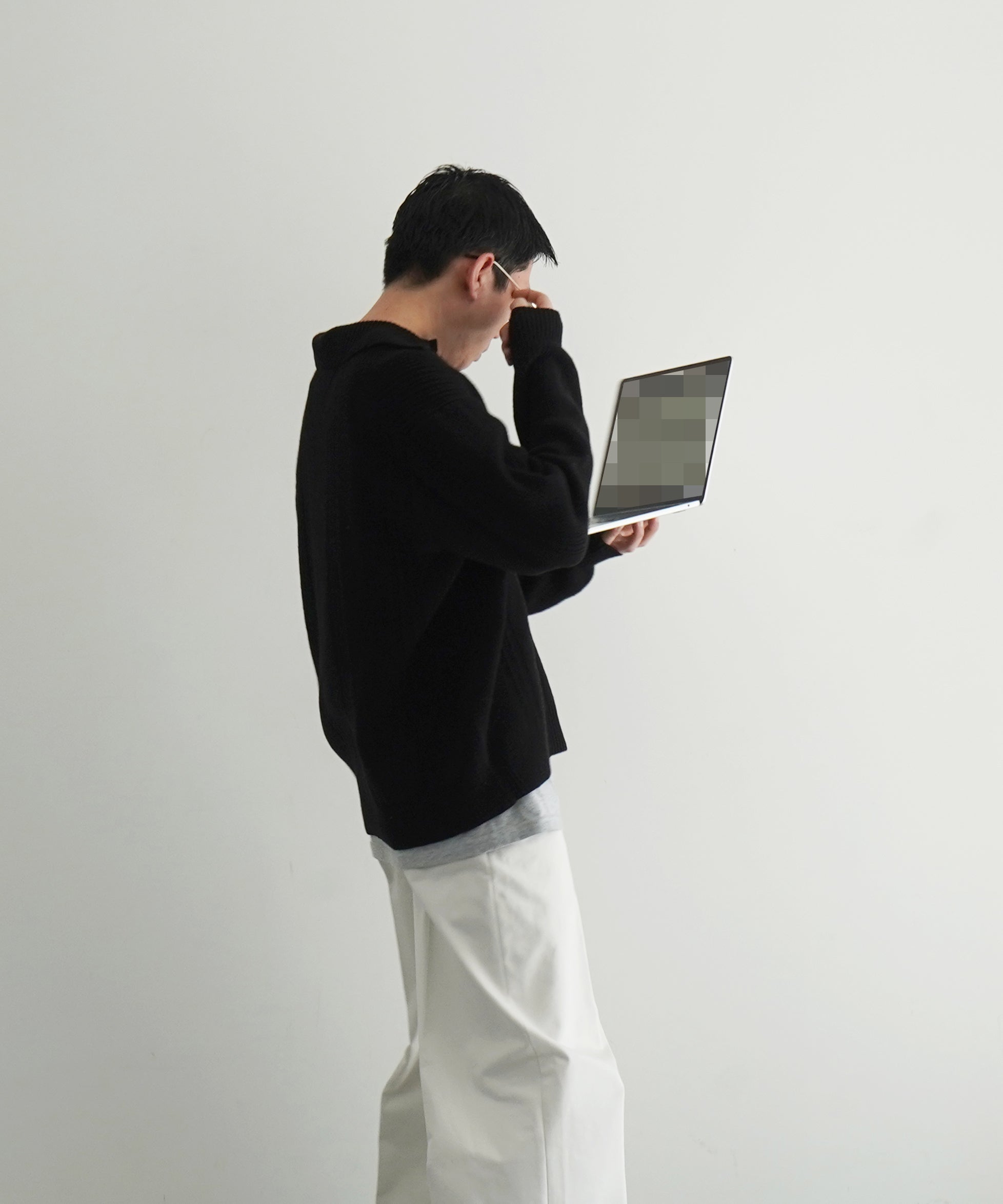 NEONSIGN Drop needle polo (ls) "BLACK"
