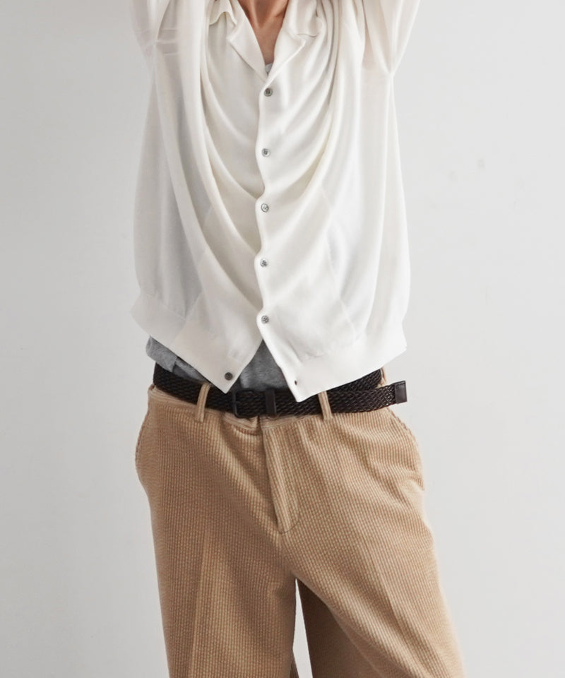 【EXCLUSIVE】crepuscule Open collar knit shirt "WHITE"