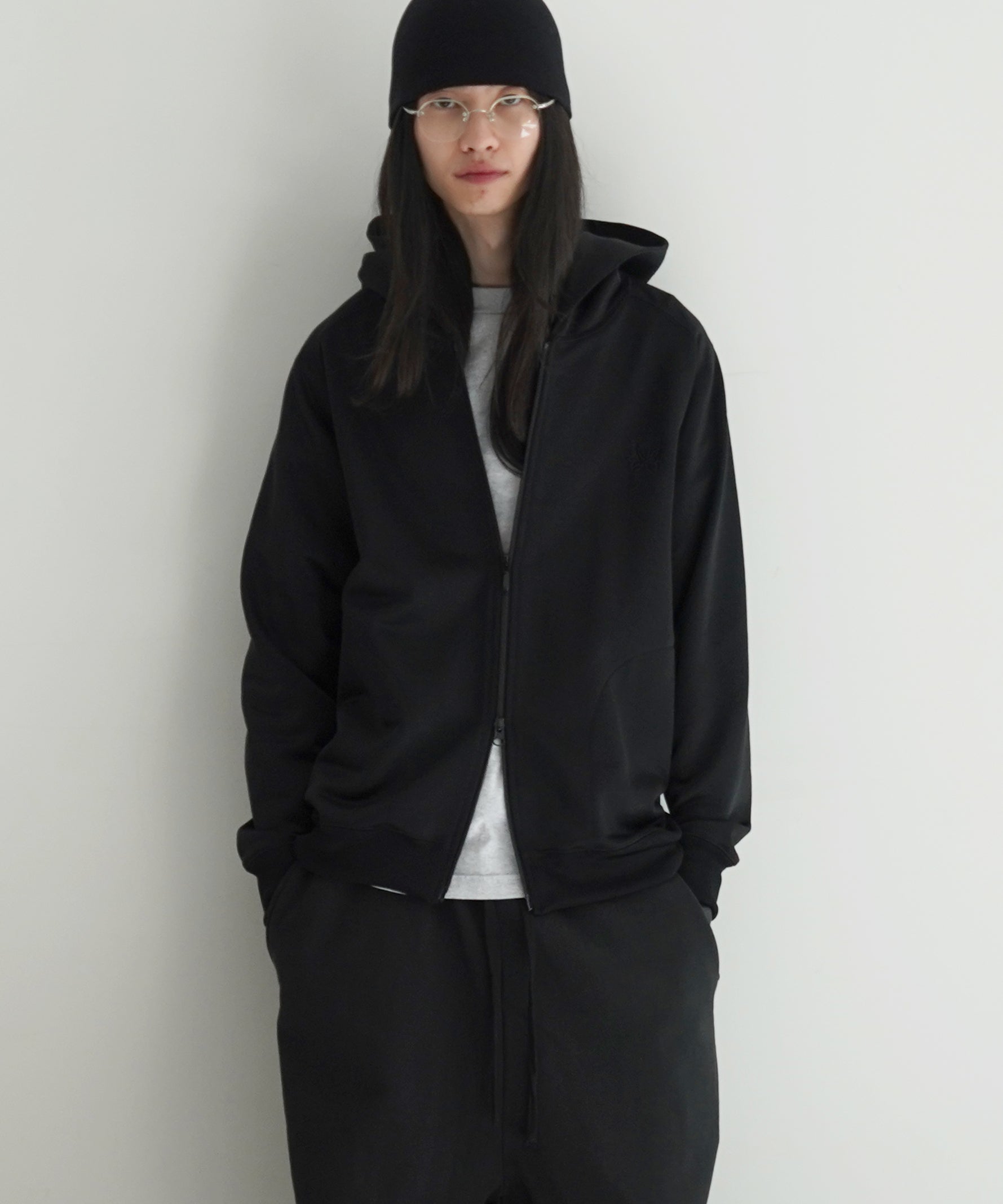 NEEDLES Zipped Hoody -Bright Jersey "BLACK"