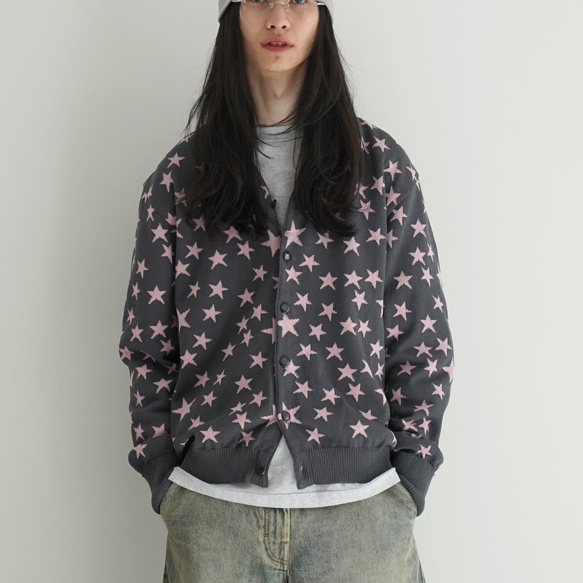 NEEDLES【ニードルズ】v neck c/d - pe/washi knit / star 