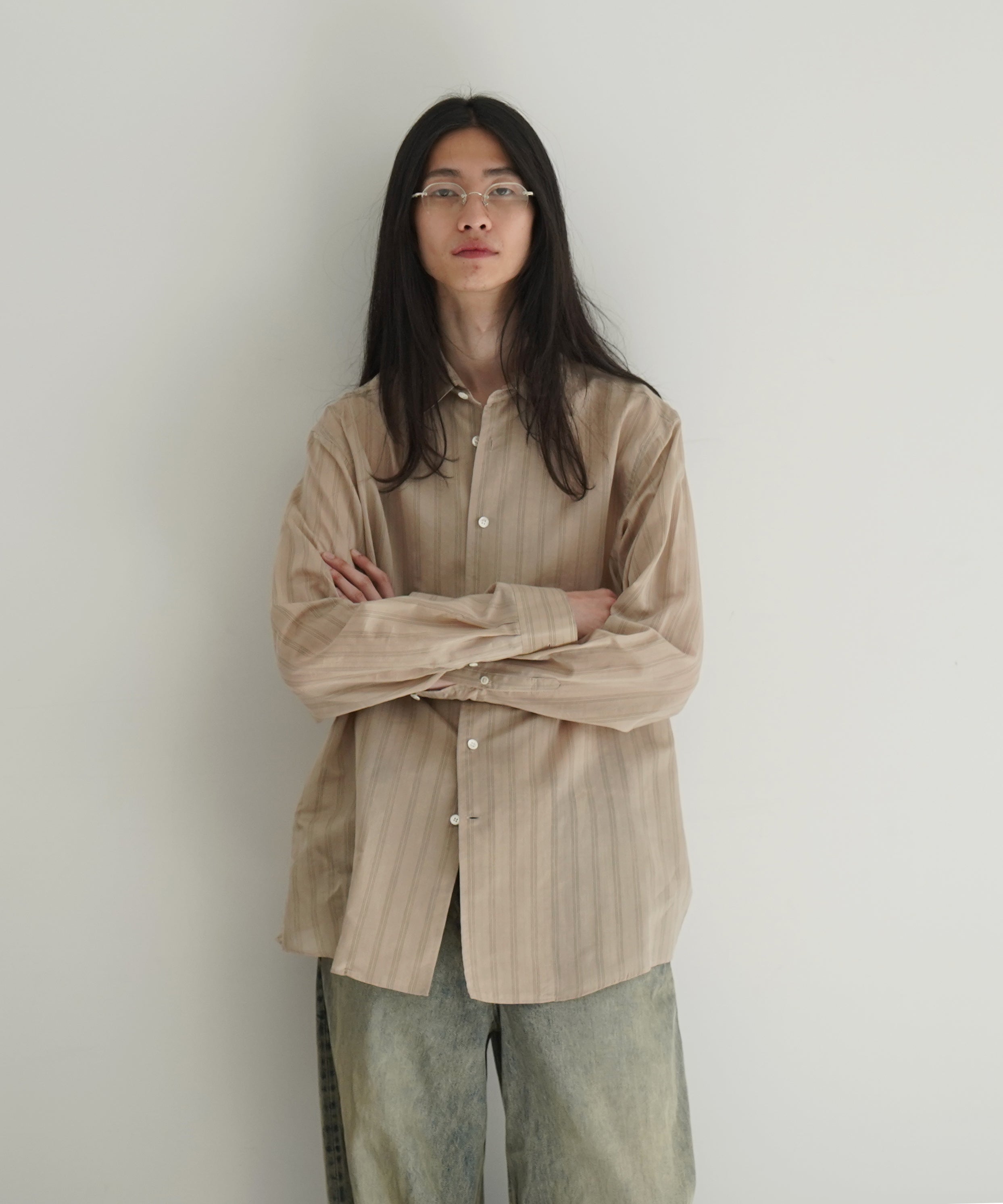 SOSHIOTSUKI VINTAGE LAWN L/S SHIRT "BEIGE"