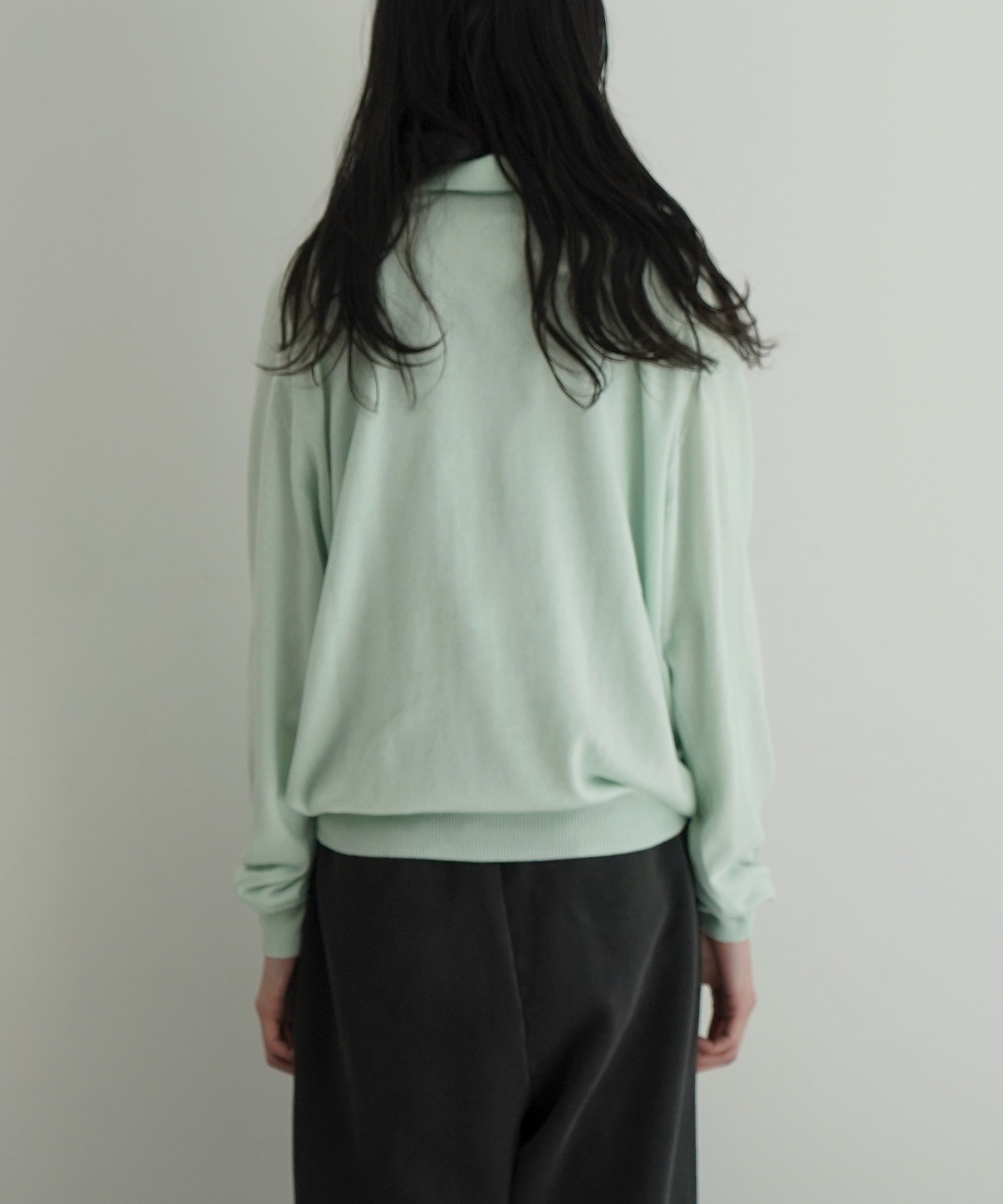 AURALEE SUPER FINE CASHMERE SILK KNIT SKIPPER "WHITE GREEN"