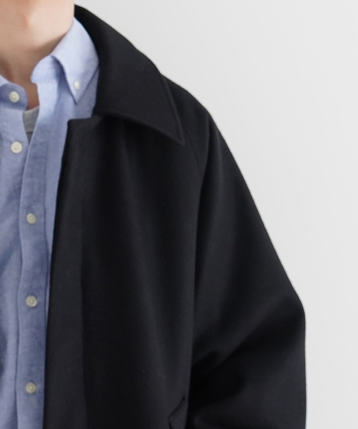 KAIKO Water-repellent wool melton coat "BLACK"