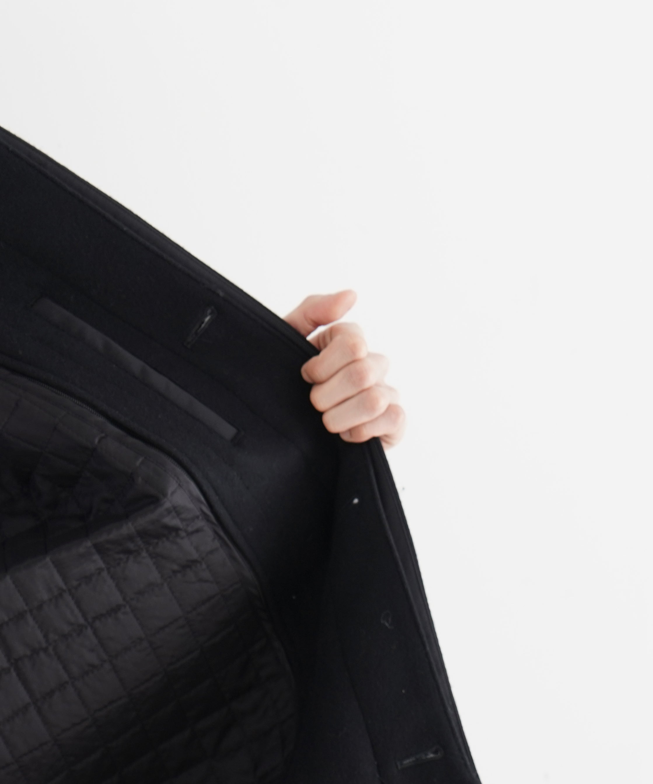 KAIKO Water-repellent wool melton coat "BLACK"