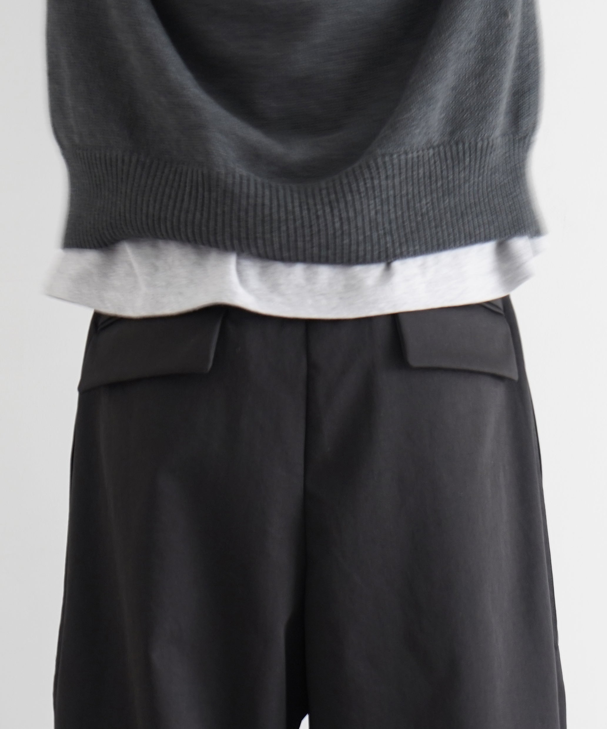 FAX COPY EXPRESS City night satin double-pleats pants "BLACK" M