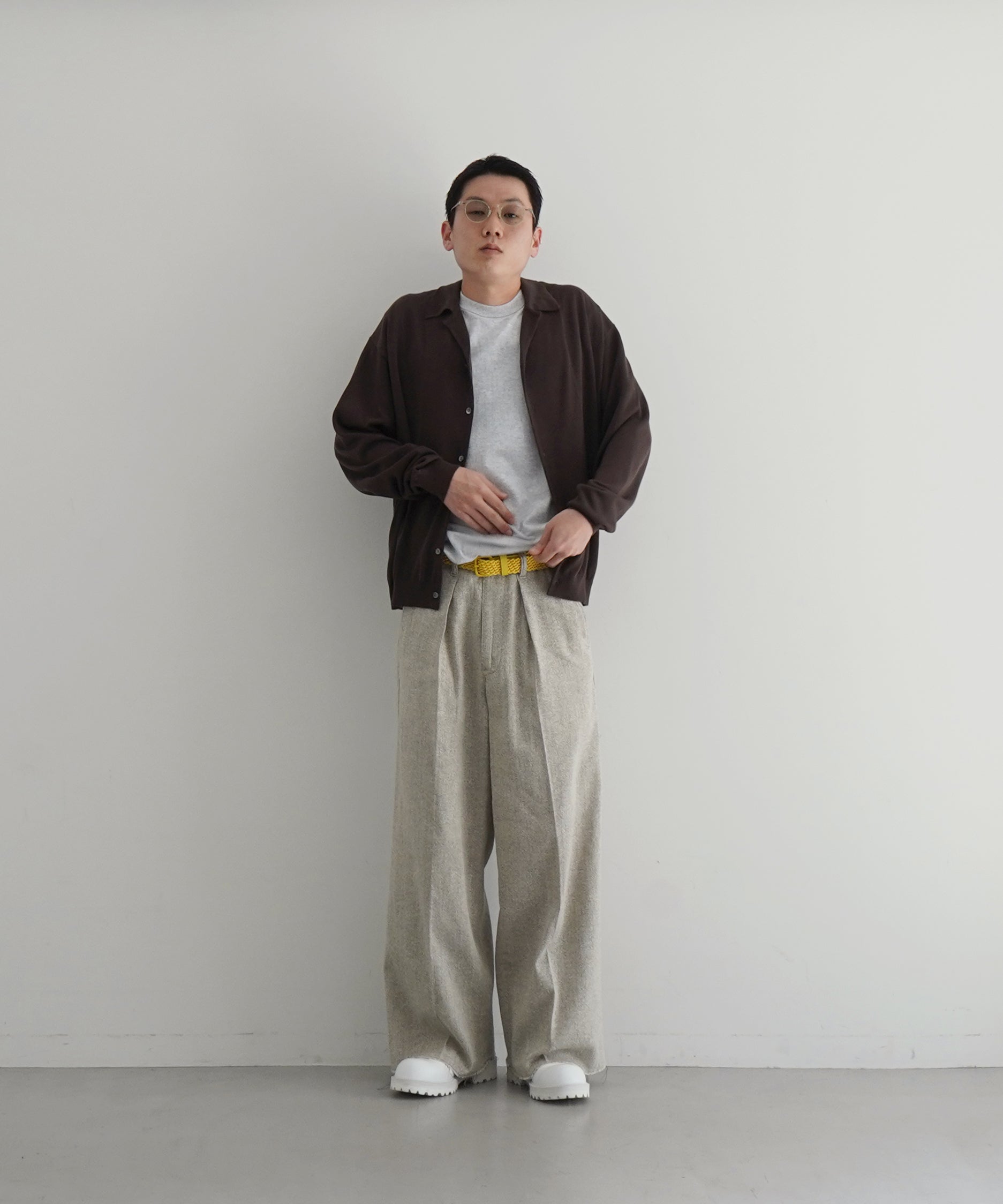 crepuscule【クレプスキュール】【EXCLUSIVE】Open collar knit shirt
