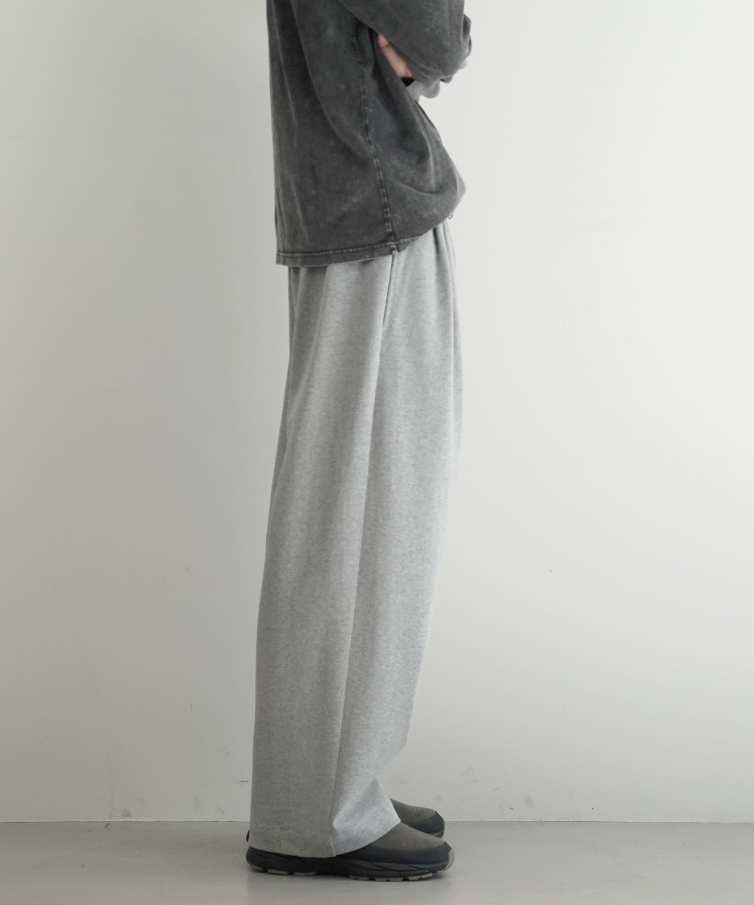 VOAAOV BELTED WIDE PANTS "GREY"