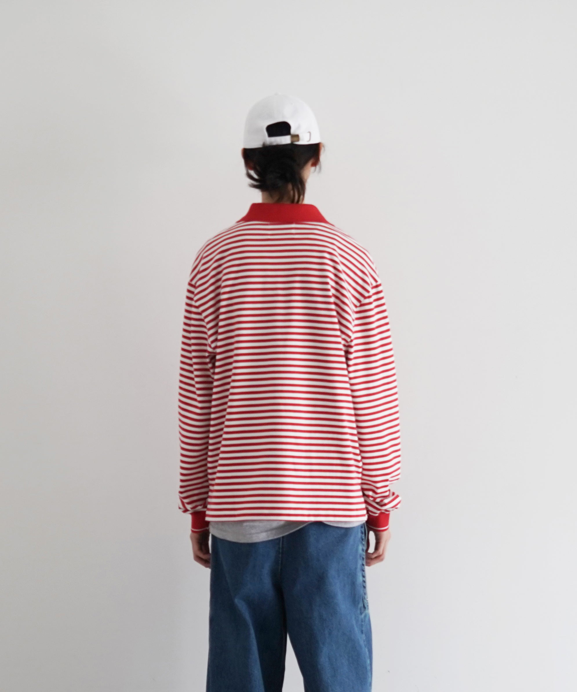 KAIKO Long sleeve border polo shirt "RED"