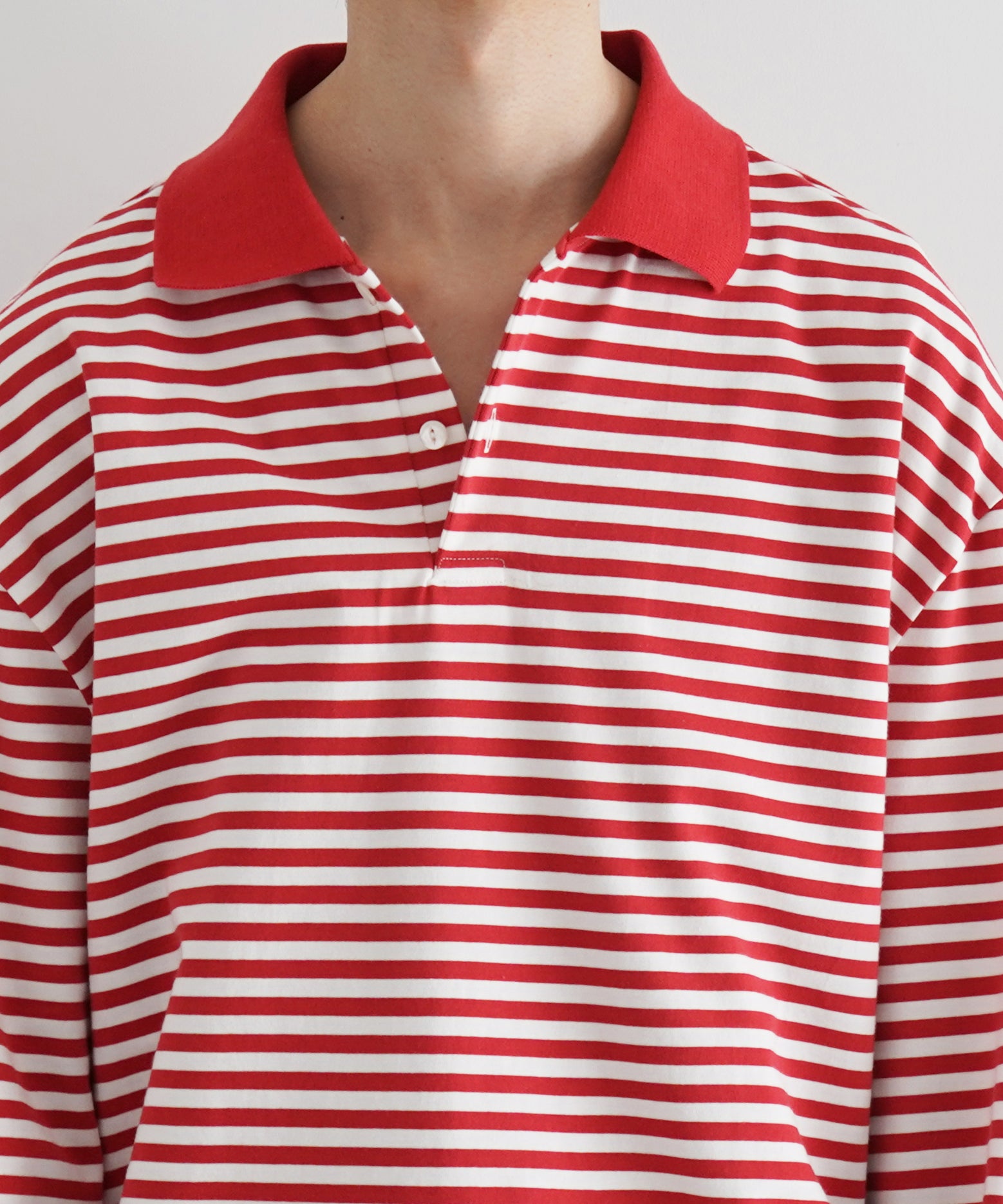 KAIKO Long sleeve border polo shirt "RED"